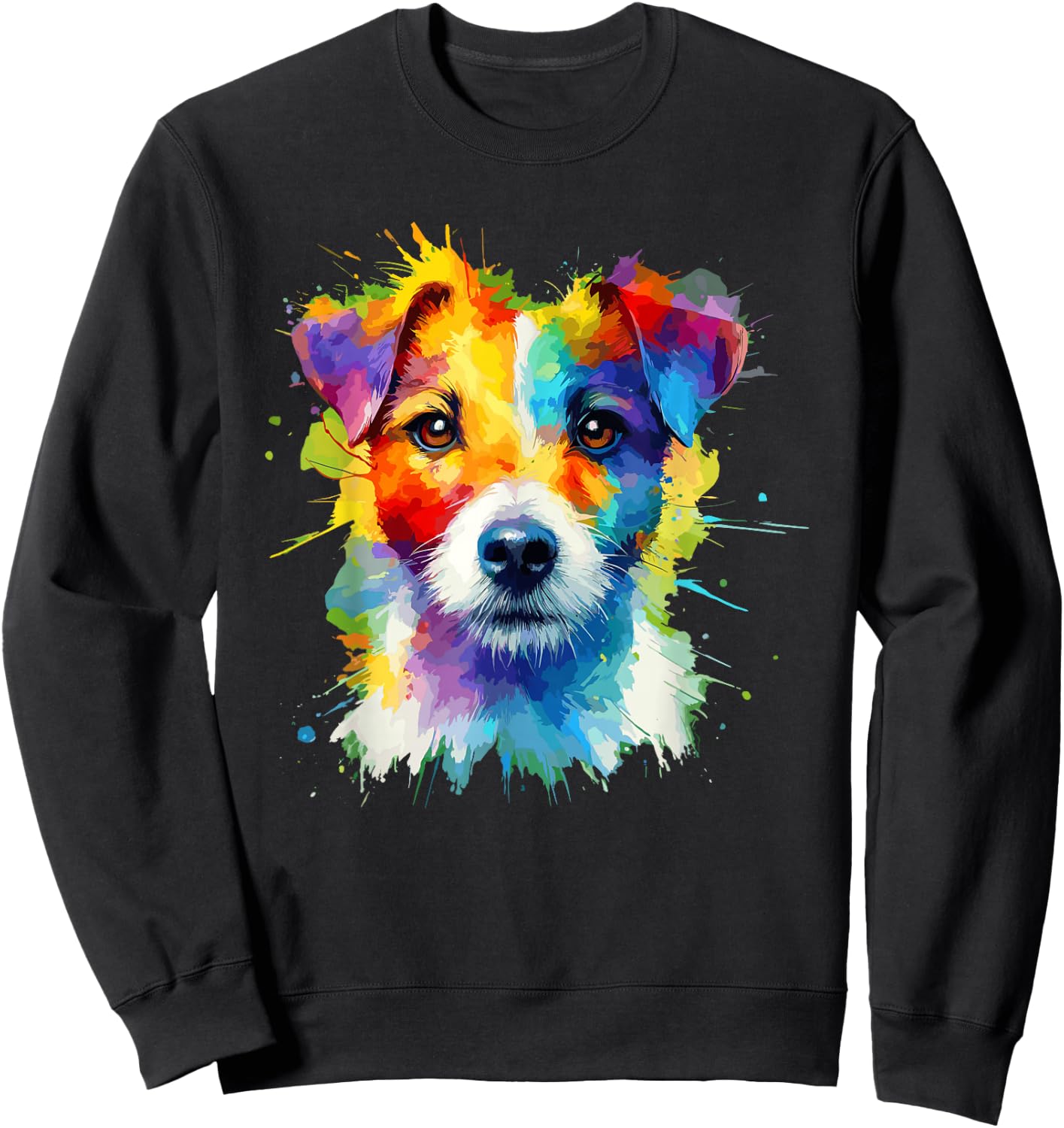 Colorful Splash Art Jack Russell Terrier Jack Russells Sweatshirt - Sweatshirt | Black