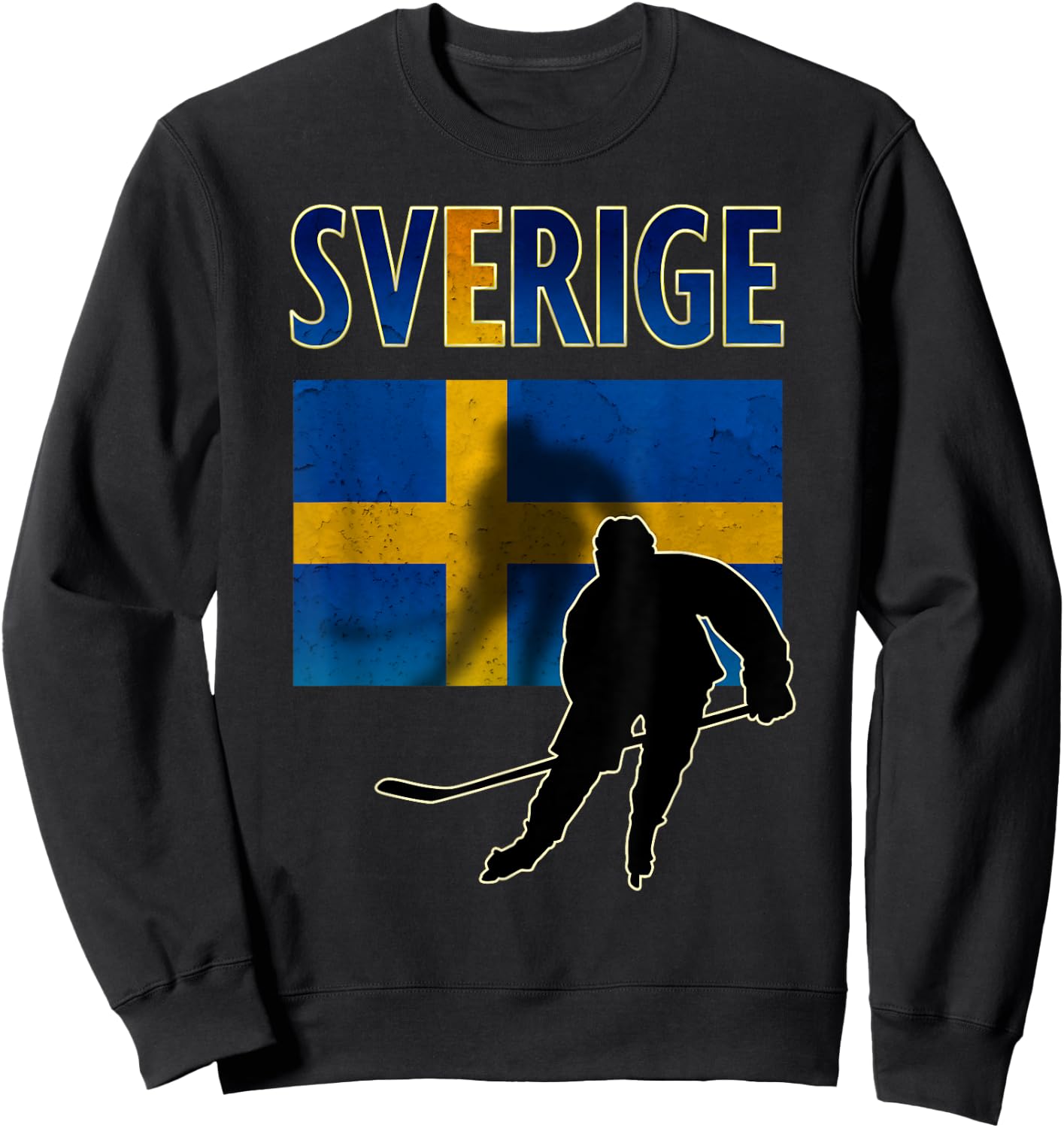 Sweden Ice Hockey T Shirt Swedish Flag Sweatshirt - Sweatshirt | Black