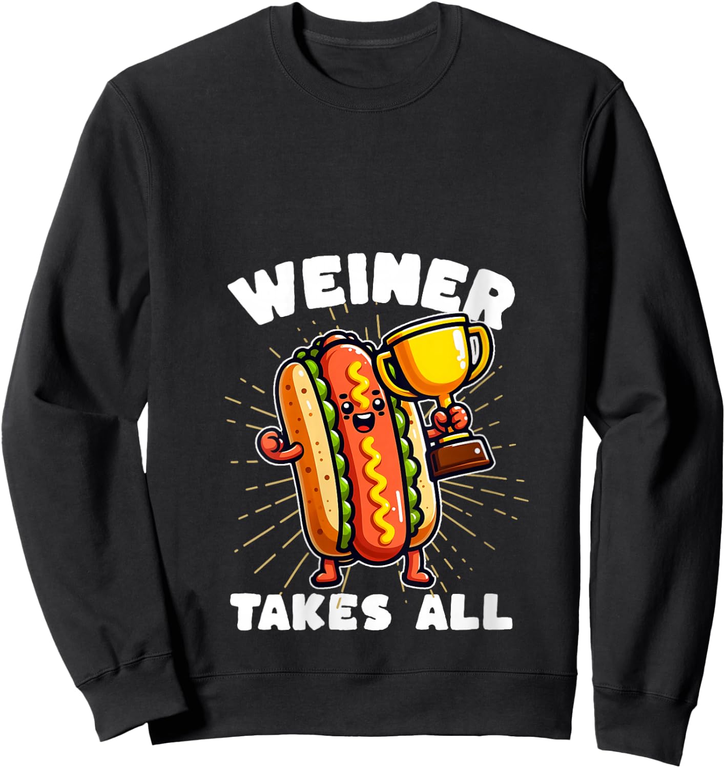Funny Hot Dogs and Sausage Weiner Takes All Competitive V-Neck Sweatshirt - Sweatshirt | Black