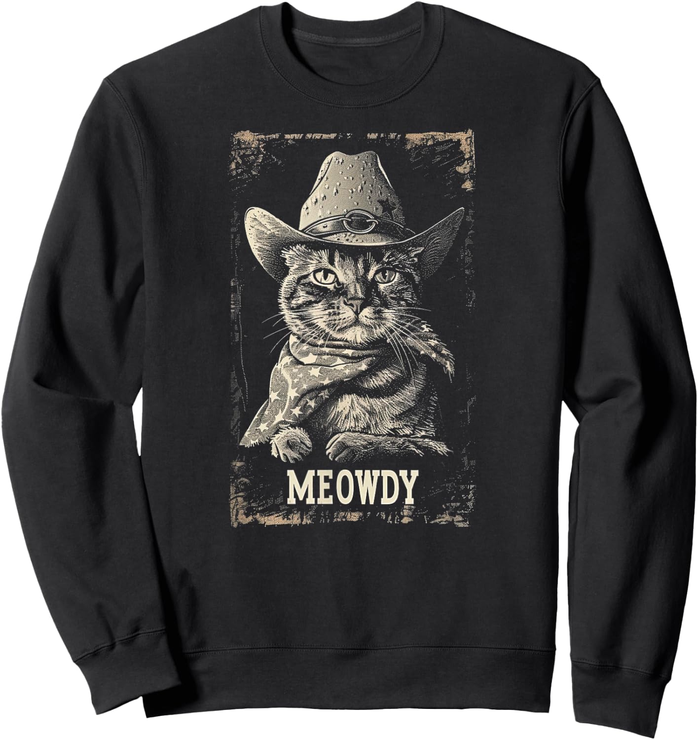 Meowdy Cat, Cowboy Kitten, Country Music Sweatshirt - Sweatshirt | Black