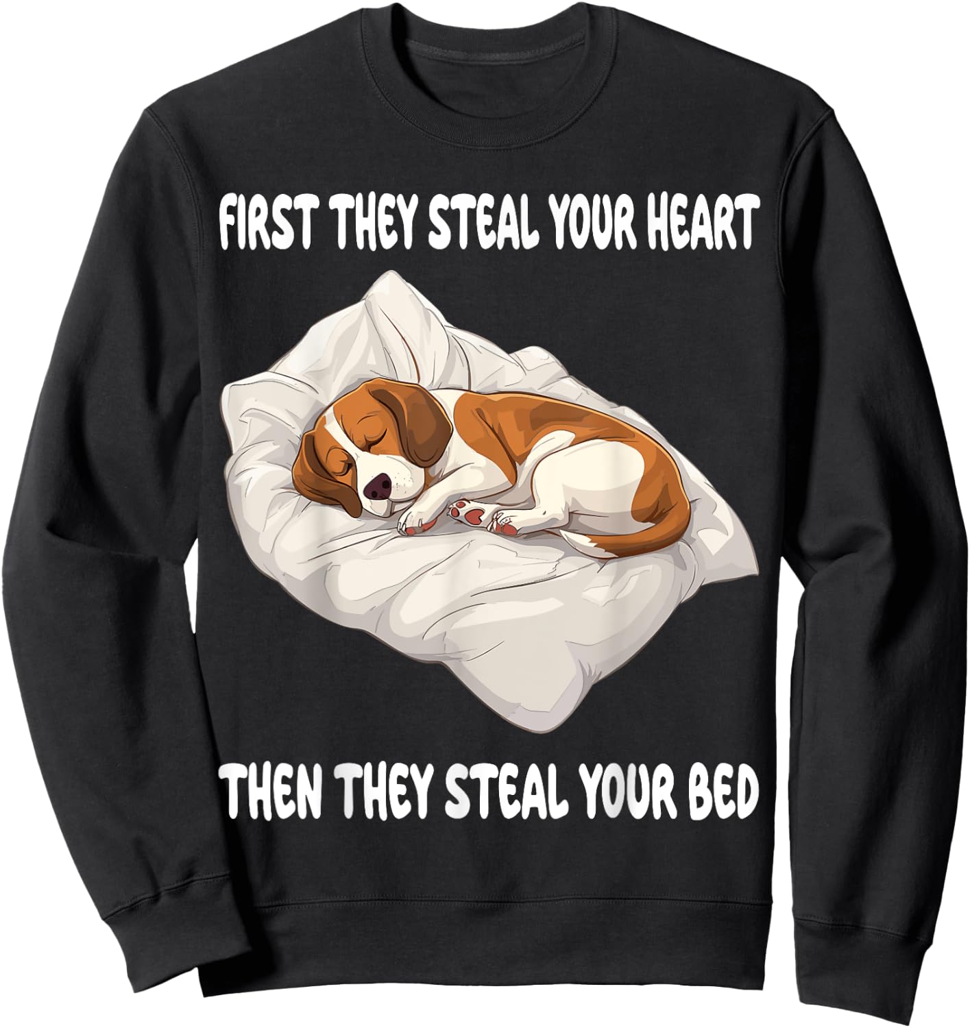 Beagle Sleeping Pajamas Nightgown Sweatshirt - Sweatshirt | Black