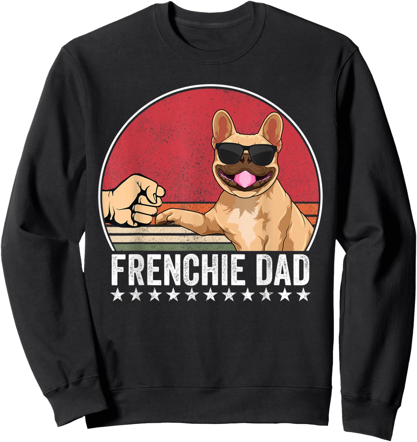 French Bulldog Dad Dog Fist Bump Frenchie Dog Outfit Sweatshirt - Sweatshirt | Black