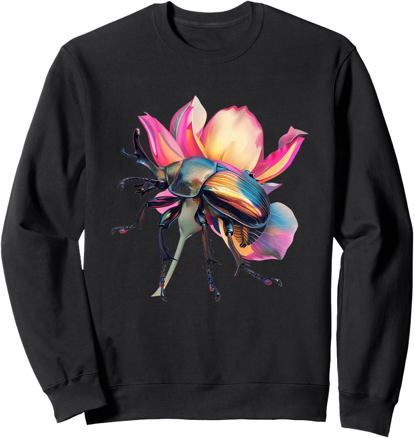 Hercules Beetle On A Flower Petal Sweatshirt - Sweatshirt | Black