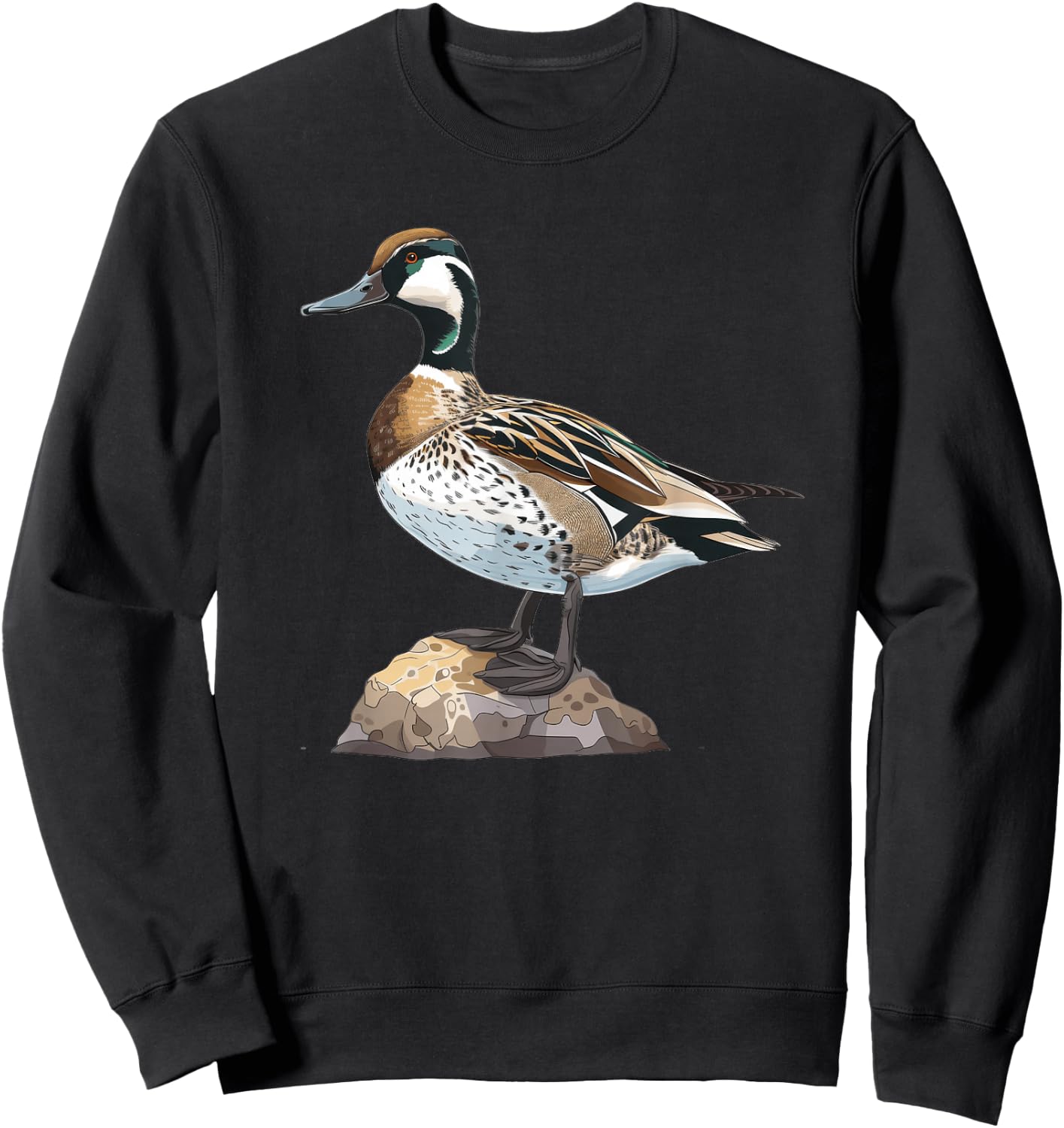 Northern Pintail On A Perch Sweatshirt - Sweatshirt | Black