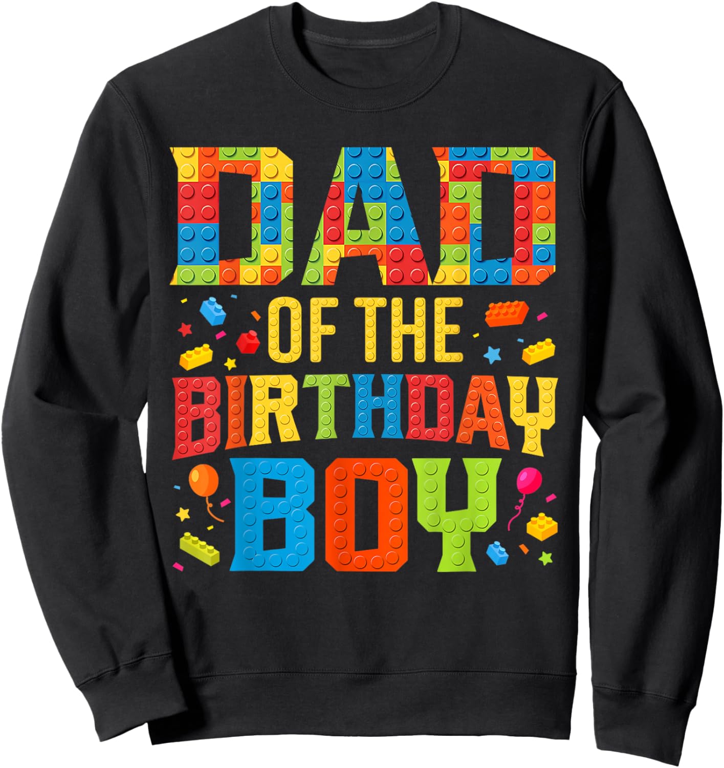 Dad Of The Birthday Boy Master Builder Building Blocks Kids Sweatshirt - Sweatshirt | Black
