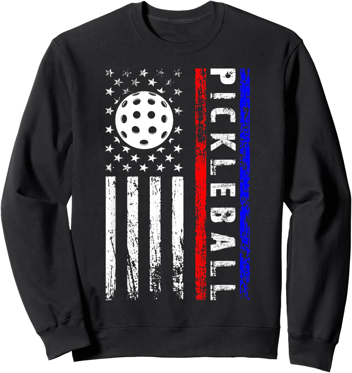 Pickleball Lovers 4th of July American Flag Pickle Ball USA Sweatshirt - Sweatshirt | Black