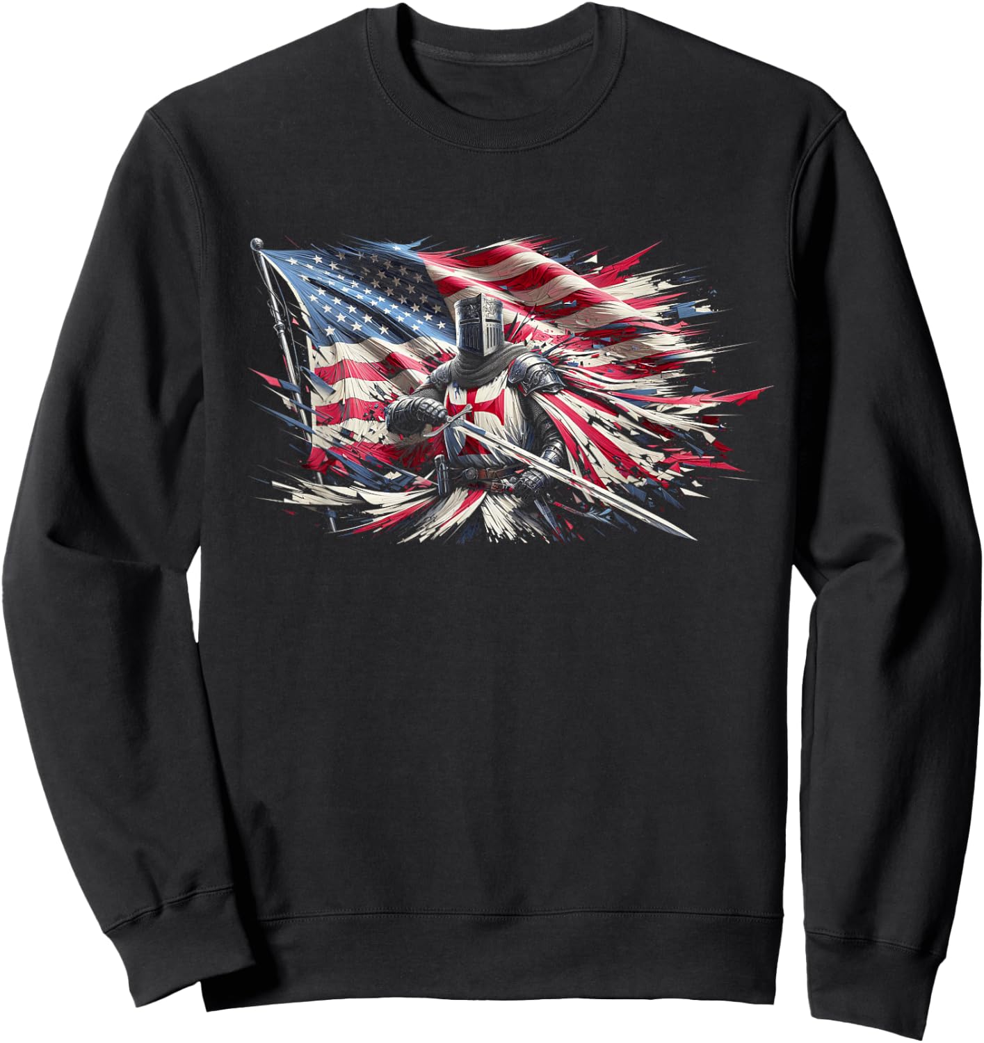 Knight Templar American Flag Crusader Men Sweatshirt - Sweatshirt | Black