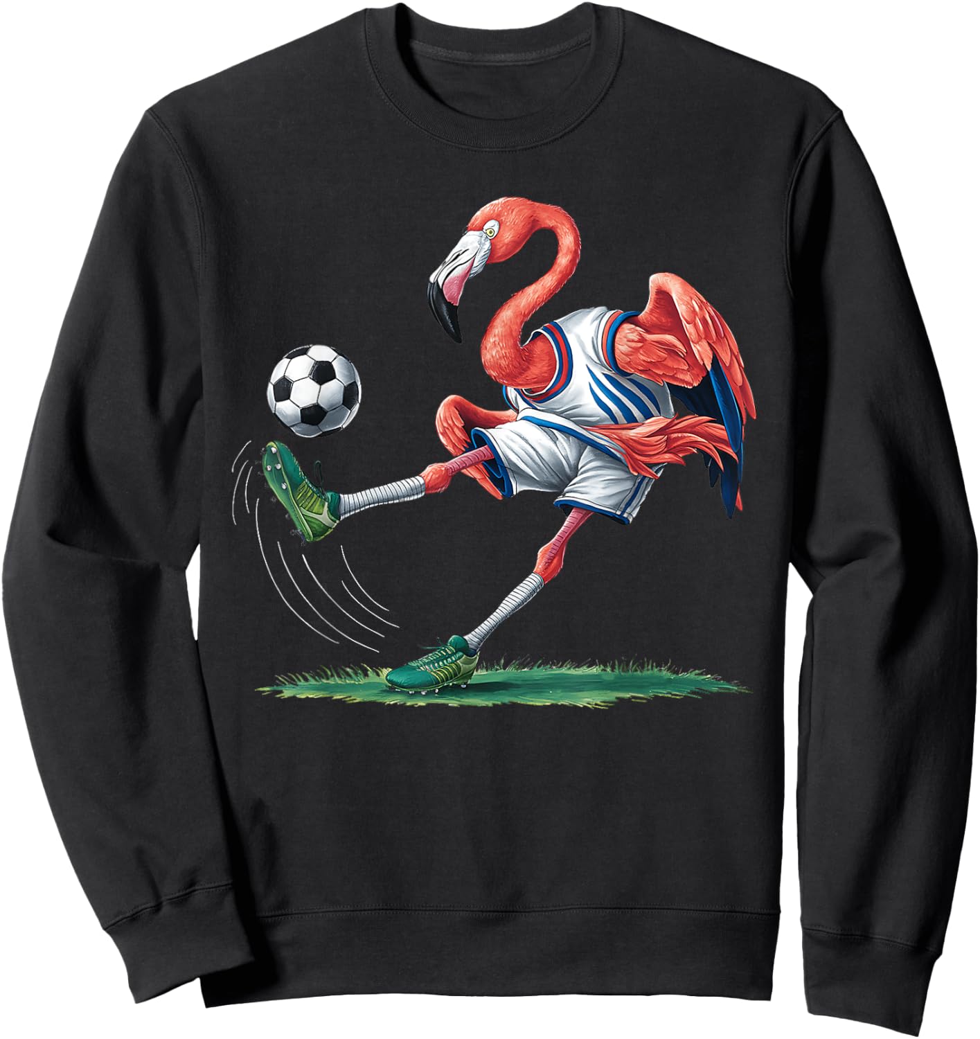Funny Flamingo Sports Flamingo Playing Soccer Sweatshirt - Sweatshirt | Black