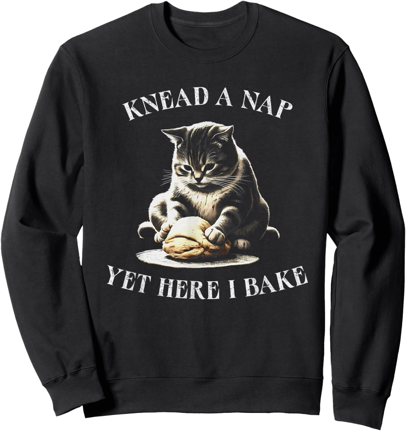 Cat Making Biscuits Funny Cat Baking Knead Nap Women Kids Sweatshirt - Sweatshirt | Black