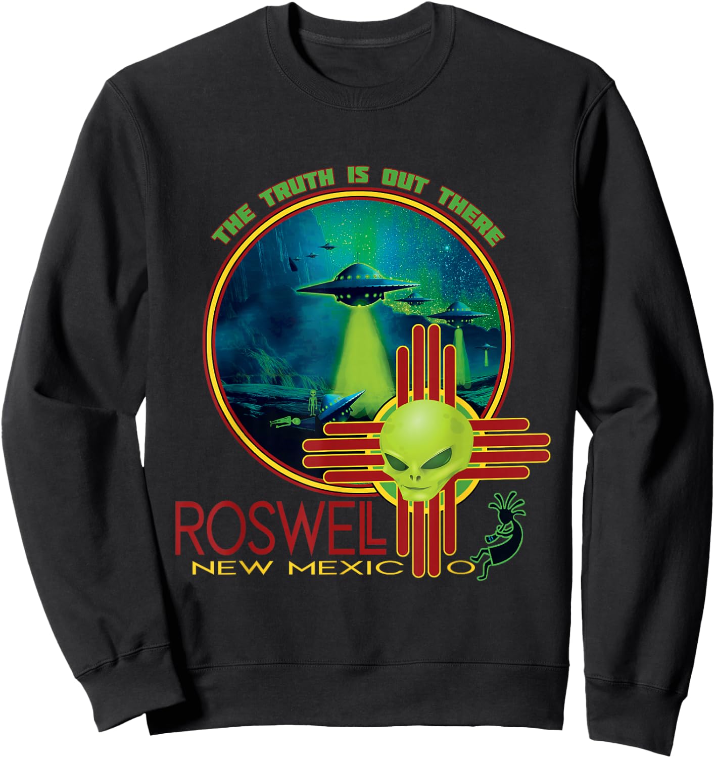 Roswell New Mexico Alien Spaceship Crash Souvenir Sweatshirt - Sweatshirt | Black