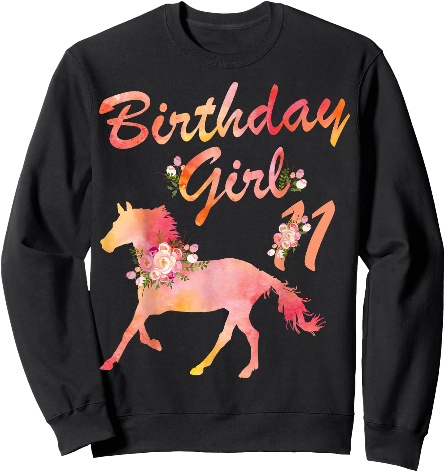 Horse Lover 11th Birthday For Girls Love Horses 11 Years Old Sweatshirt - Sweatshirt | Black
