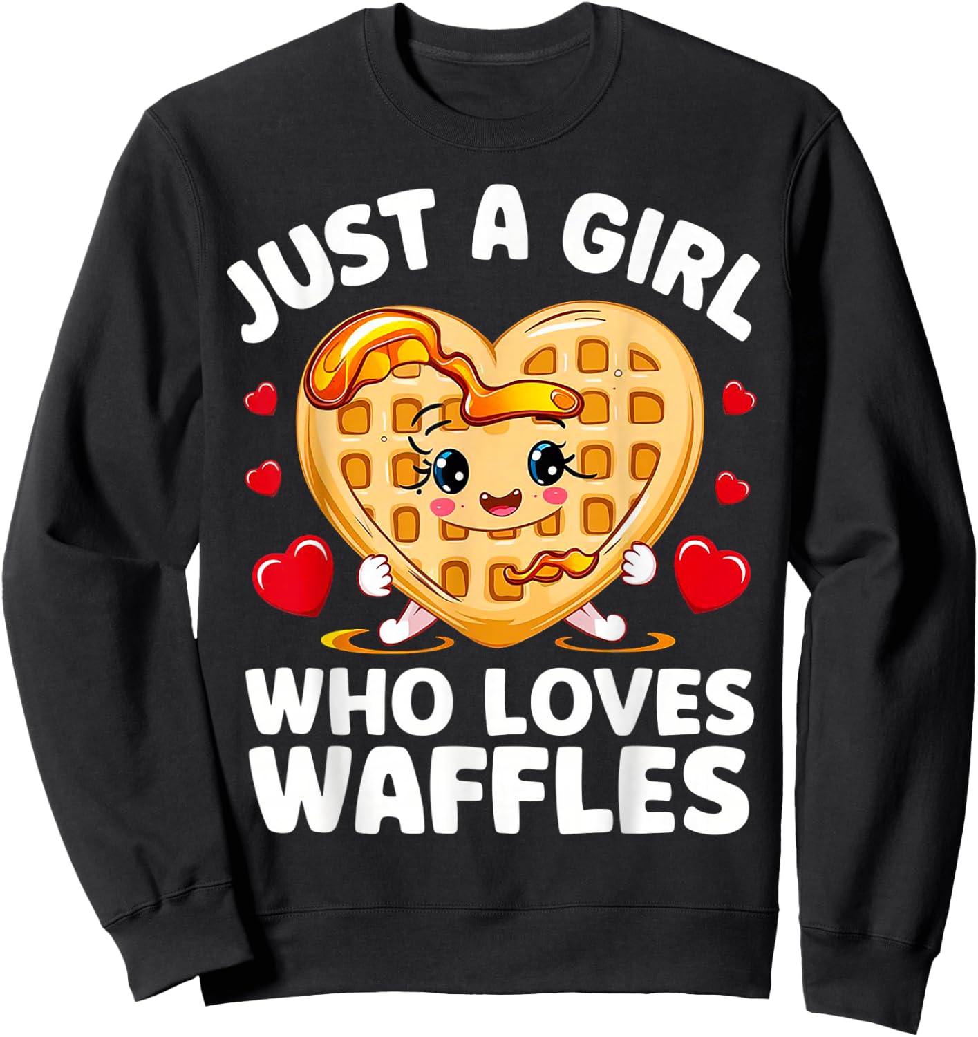 Just A Girl Who Loves Waffles Waffle Heart Breakfast Waffles Sweatshirt - Sweatshirt | Black