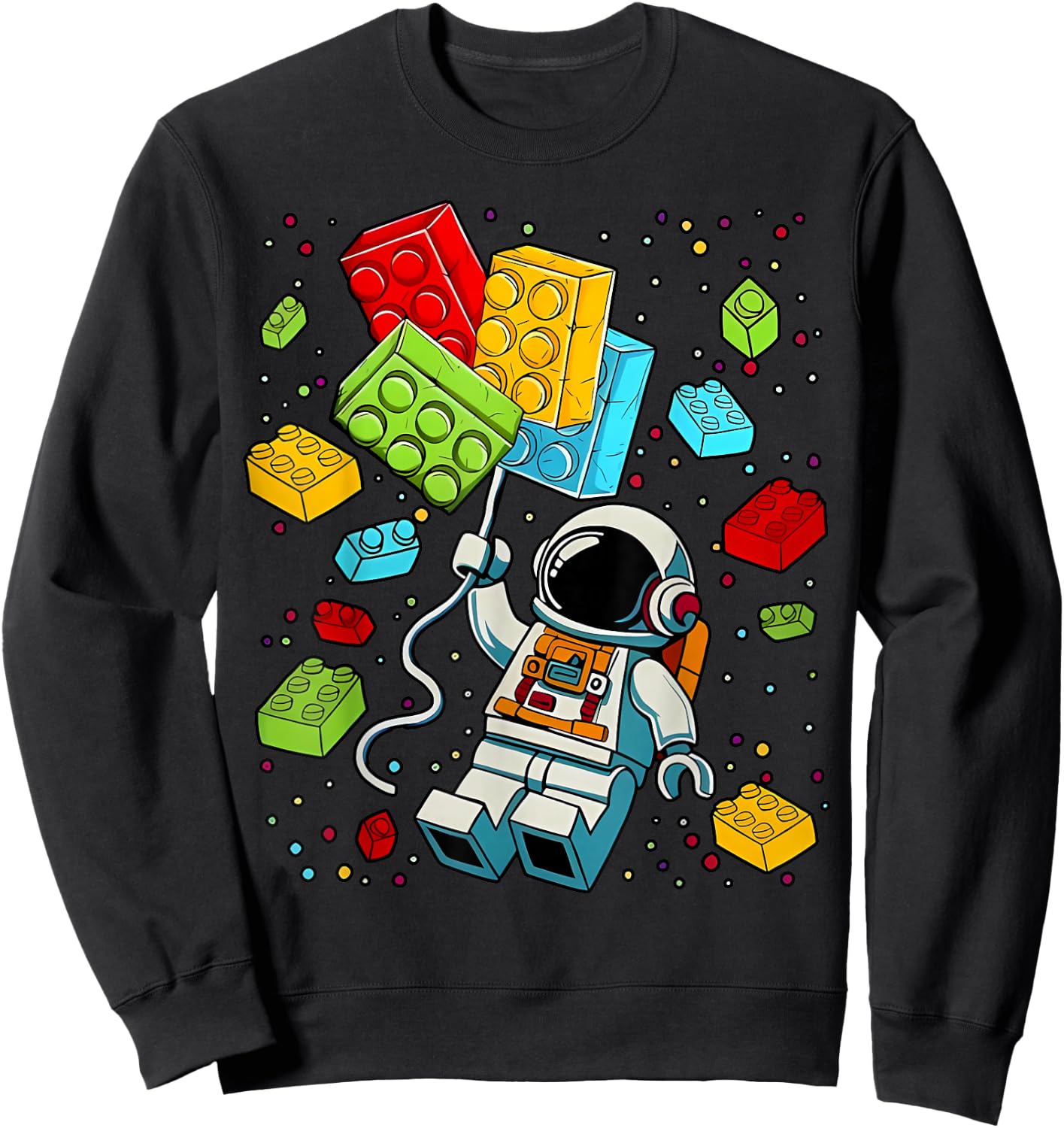 Space Astronaut Master Builder Building Blocks Boys Kids Sweatshirt - Sweatshirt | Black