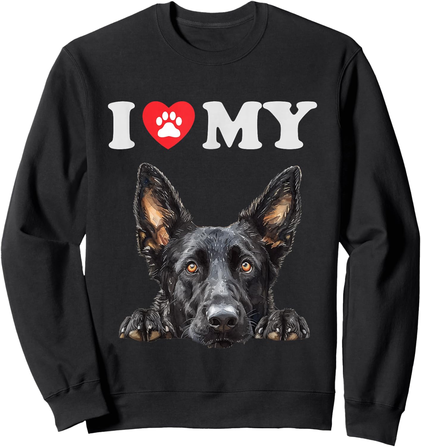 Dutch Shepherd I Heart My Dog Funny Dog Lover Sweatshirt - Sweatshirt | Black
