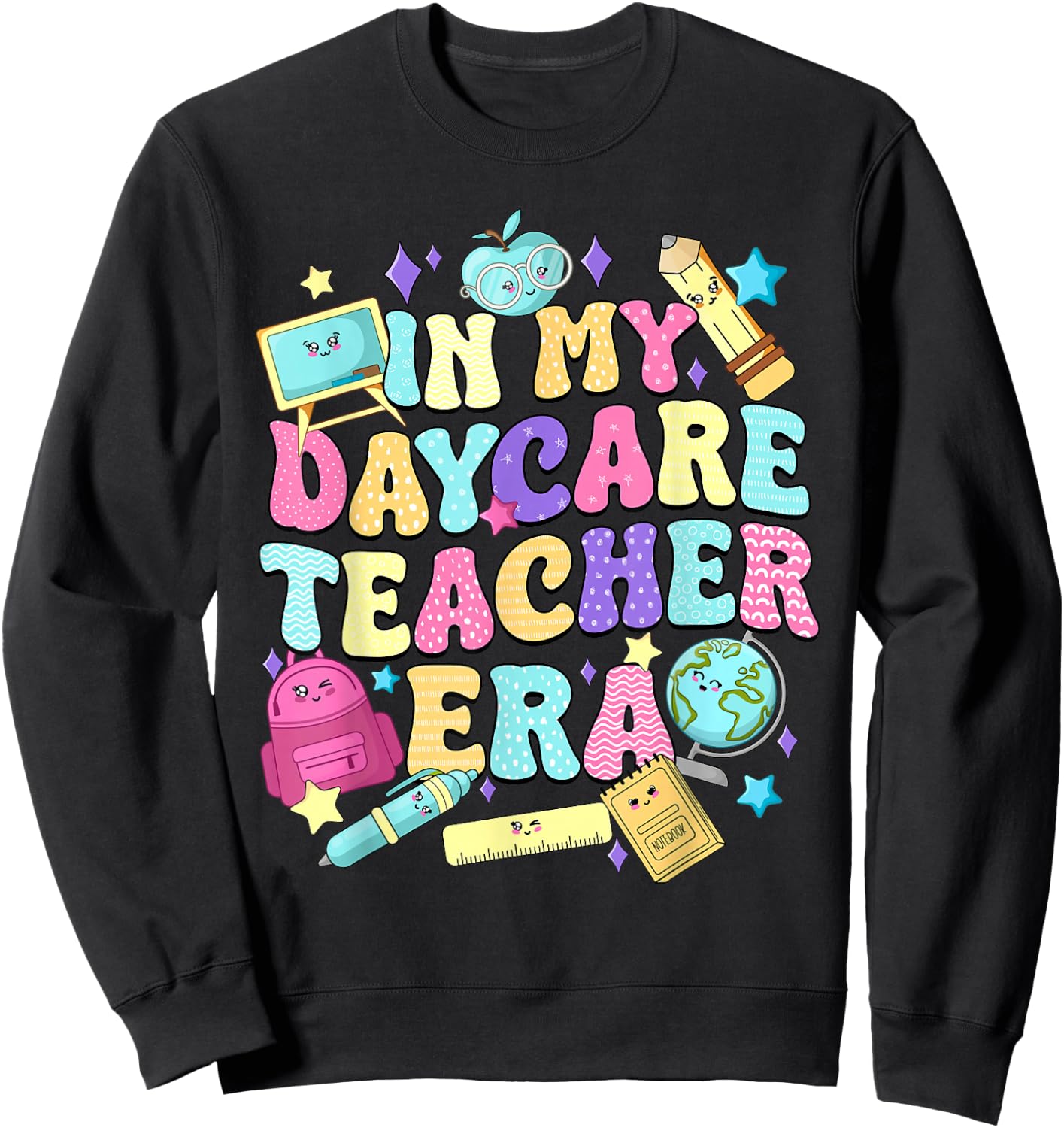 in My Daycare Teacher Era Daycare Provider Kids Sweatshirt - Sweatshirt | Black