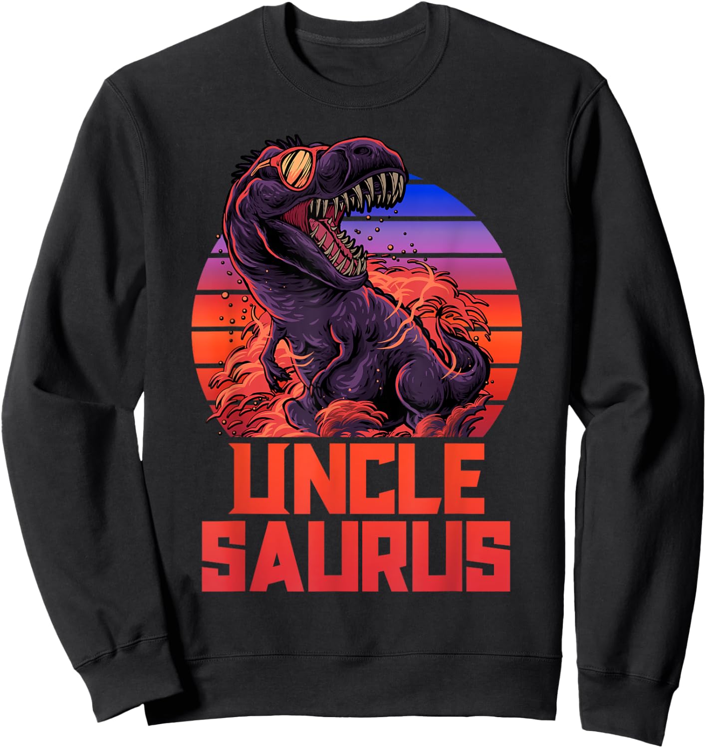 Unclesaurus T-Rex Uncle Saurus Retro 80s Dinosaur Sweatshirt - Sweatshirt | Black