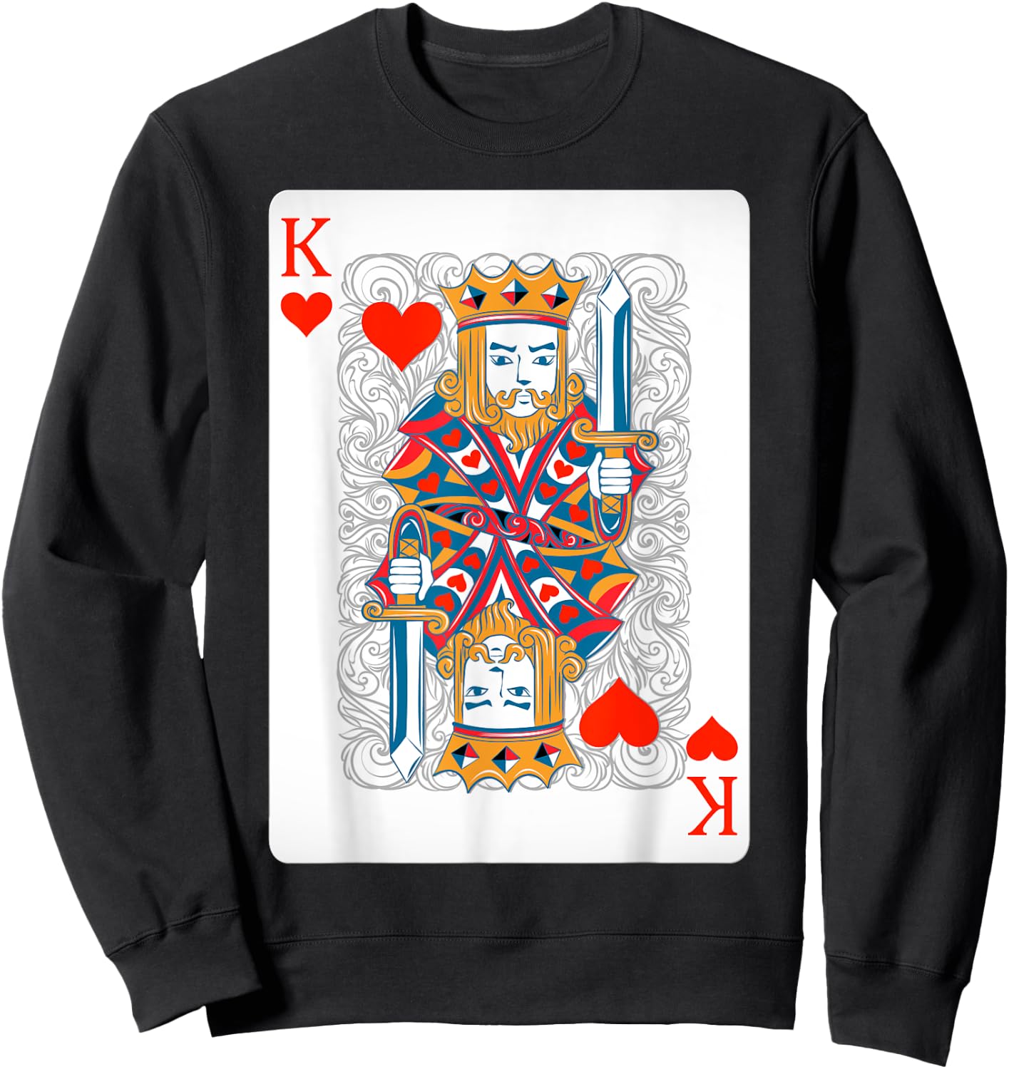 King Of Hearts Playing Cards Shirt Easy Halloween Costume Sweatshirt - Sweatshirt | Black