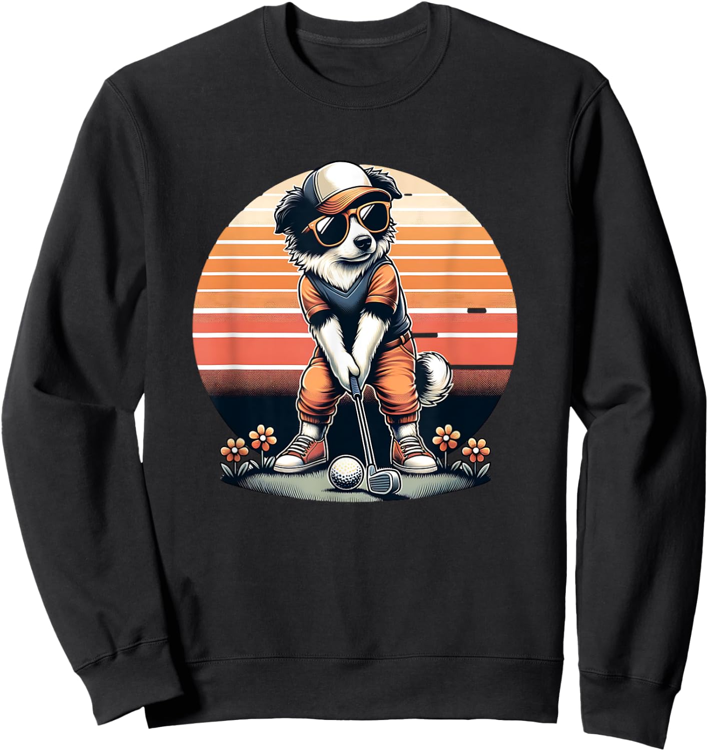 Funny Border Collie Golfer Golfing Cool Sports Design Sweatshirt - Sweatshirt | Black
