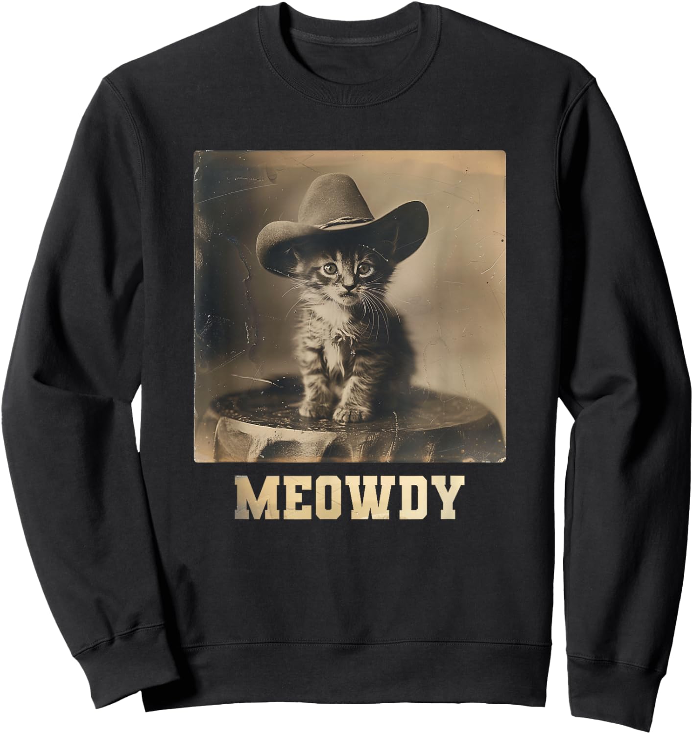 Meowdy Texas Cat Meme Sweatshirt - Sweatshirt | Black