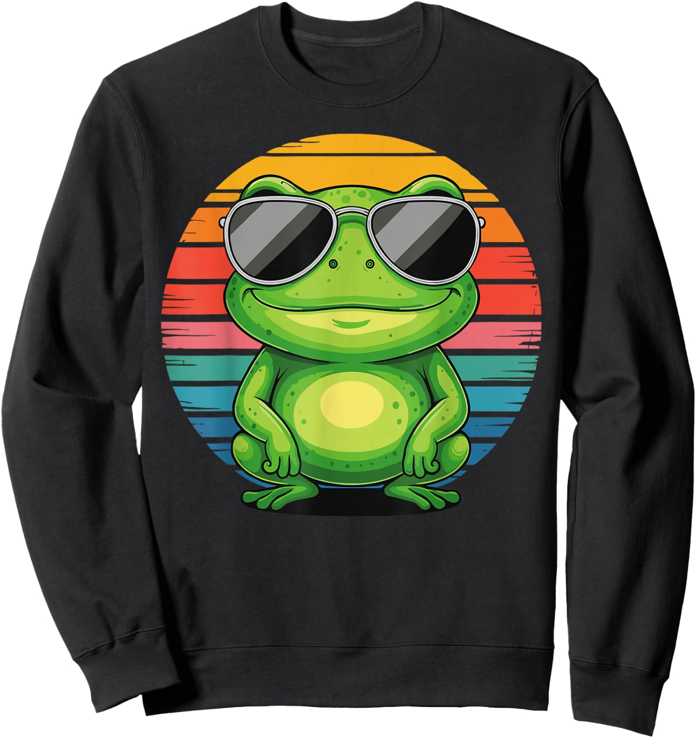 Retro Frog With Sunglasses Frog Vintage Style Sweatshirt - Sweatshirt | Black