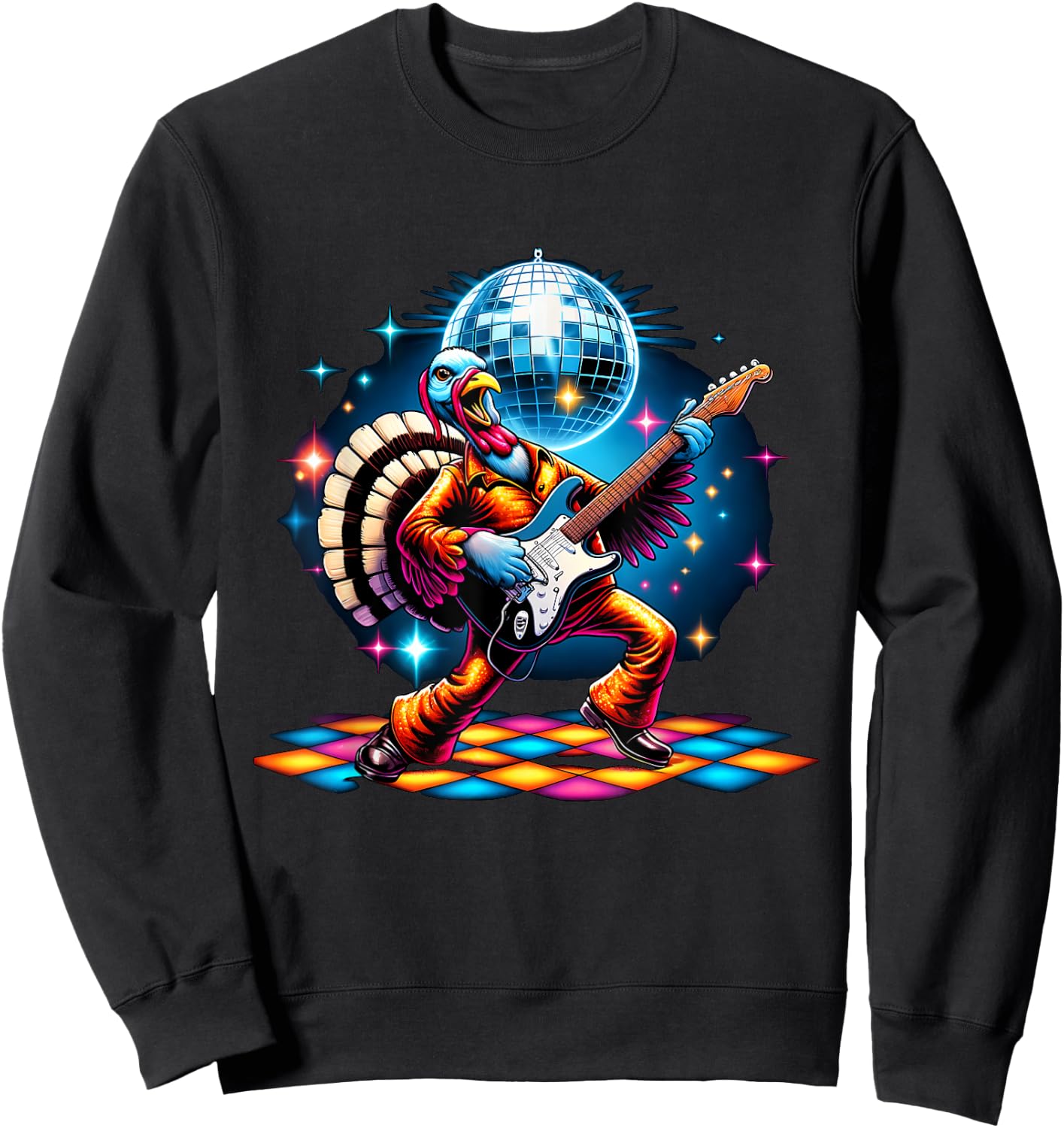 Disco Ball Guitar Turkey Sweatshirt - Sweatshirt | Black