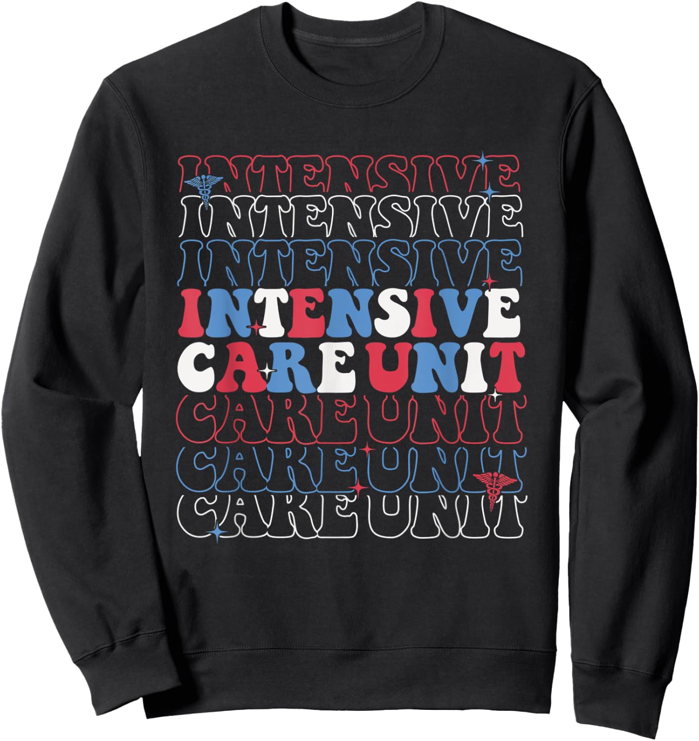 Retro ICU Nurse 4th July Intensive Care Unit Independence Sweatshirt - Sweatshirt | Black
