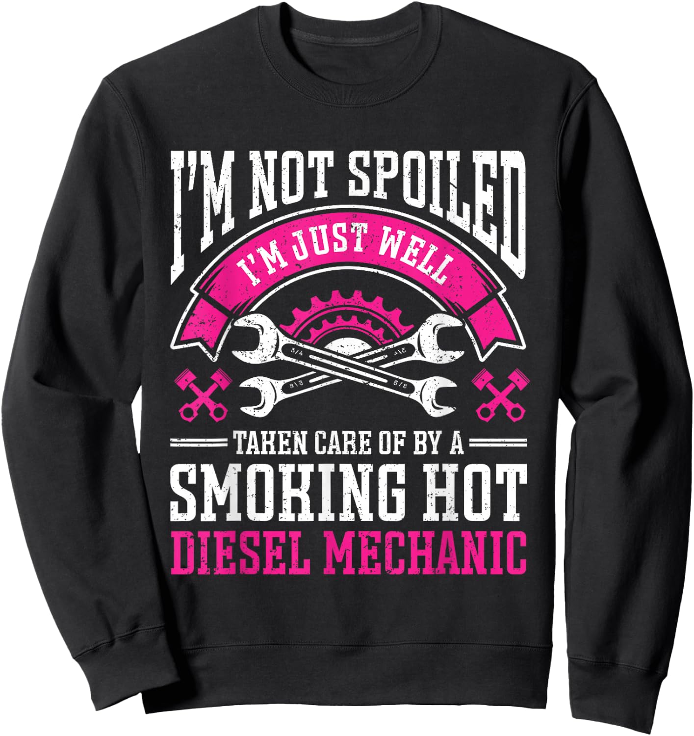 Vintage Mechanic Girlfriend Diesel Mechanic Wife Sweatshirt - Sweatshirt | Black