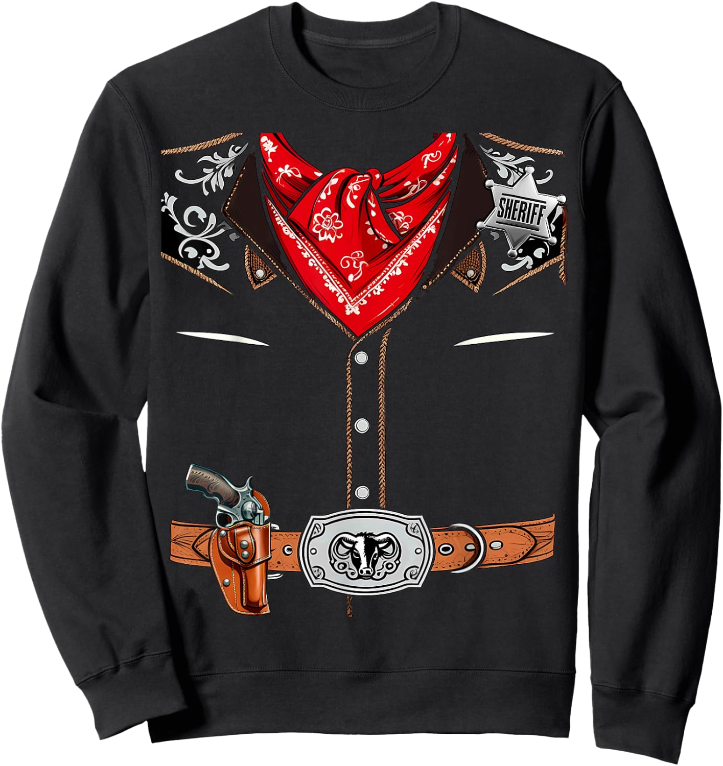 Western Sheriff Cowboy Vest Halloween Costume Sweatshirt - Sweatshirt | Black