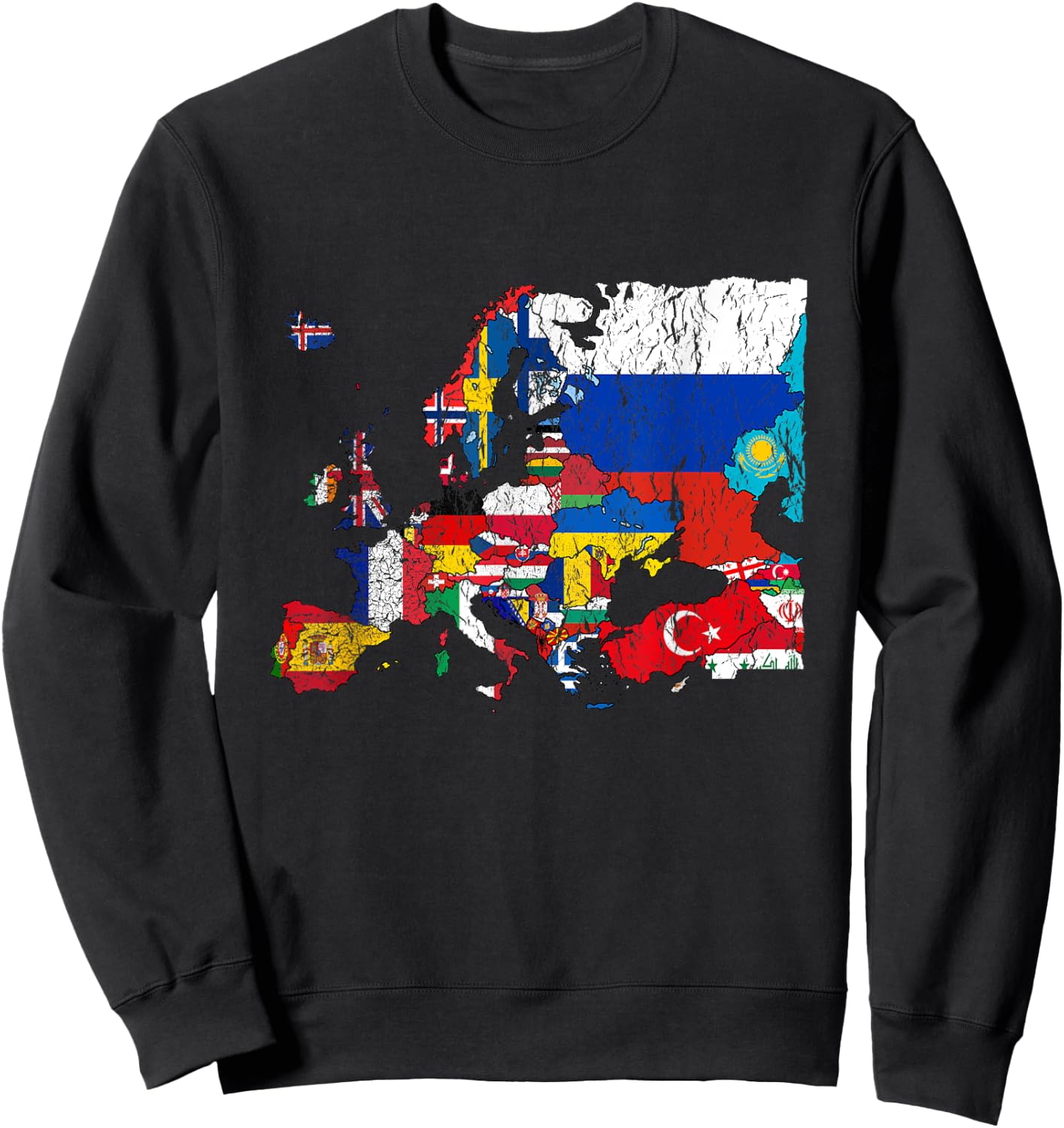 Europe Map with Flags Sweatshirt - Sweatshirt | Black