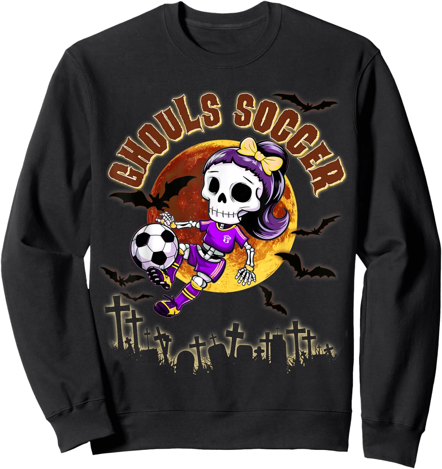 Halloween Soccer Girl for Teen Girls October Trick or Treat Sweatshirt - Sweatshirt | Black
