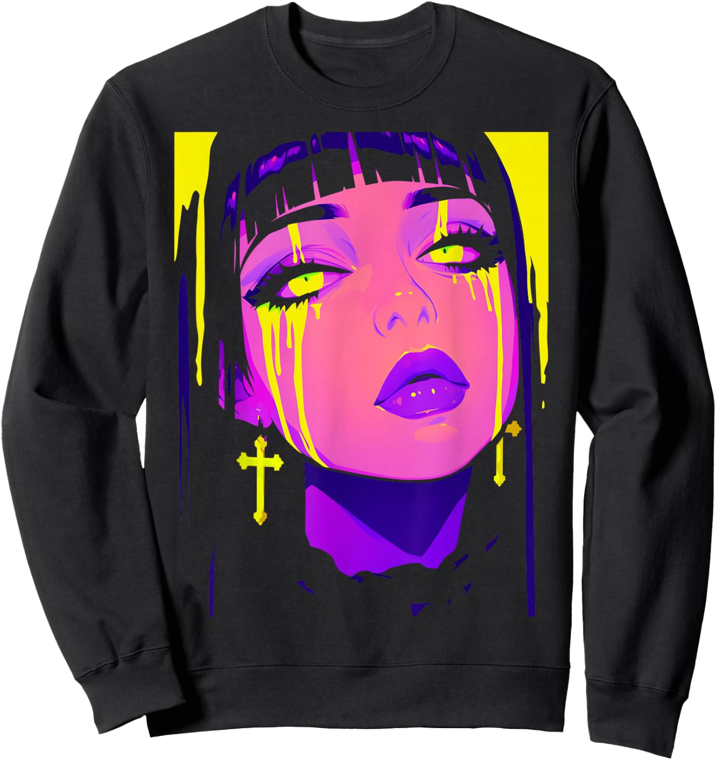 Cybergoth Cybercore Grunge Punk Goth Girl Alt Anime Manga Sweatshirt - Sweatshirt | Black