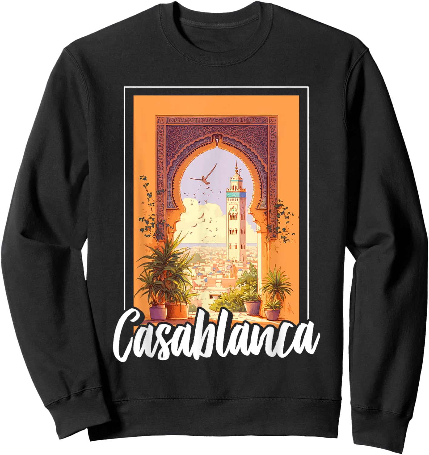 Casablanca Travel Vacation Souvenir Sweatshirt - Sweatshirt | Black