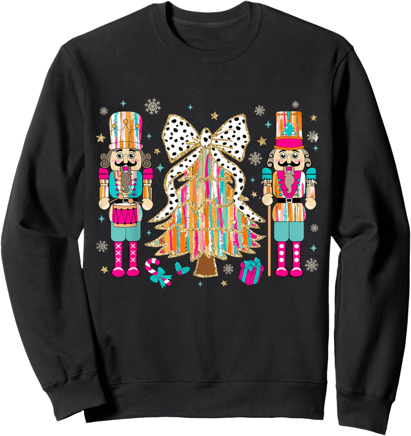 Pink Nutcracker Squad Xmas Pink Christmas Tree Women Kids Sweatshirt - Sweatshirt | Black