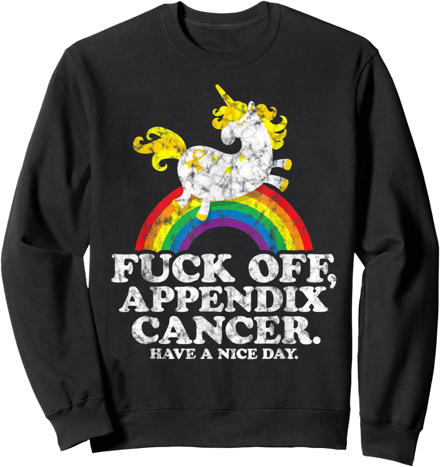 Appendix Cancer Shirt | Unicorn | Fuck Off Appendix Cancer Sweatshirt - Sweatshirt | Black