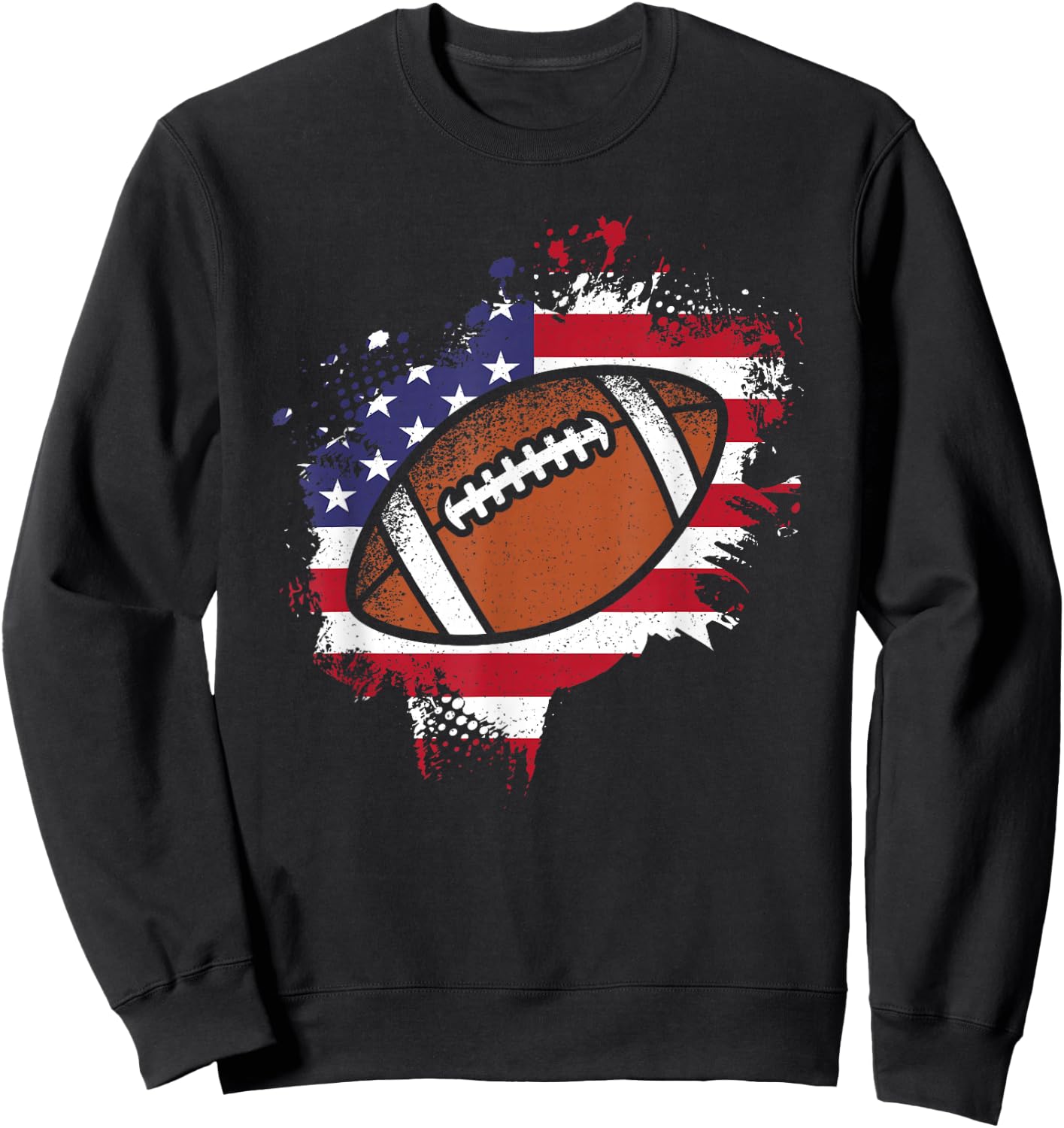 American Football Flag Vintage Football Lover Men Women Kids Sweatshirt - Sweatshirt | Black