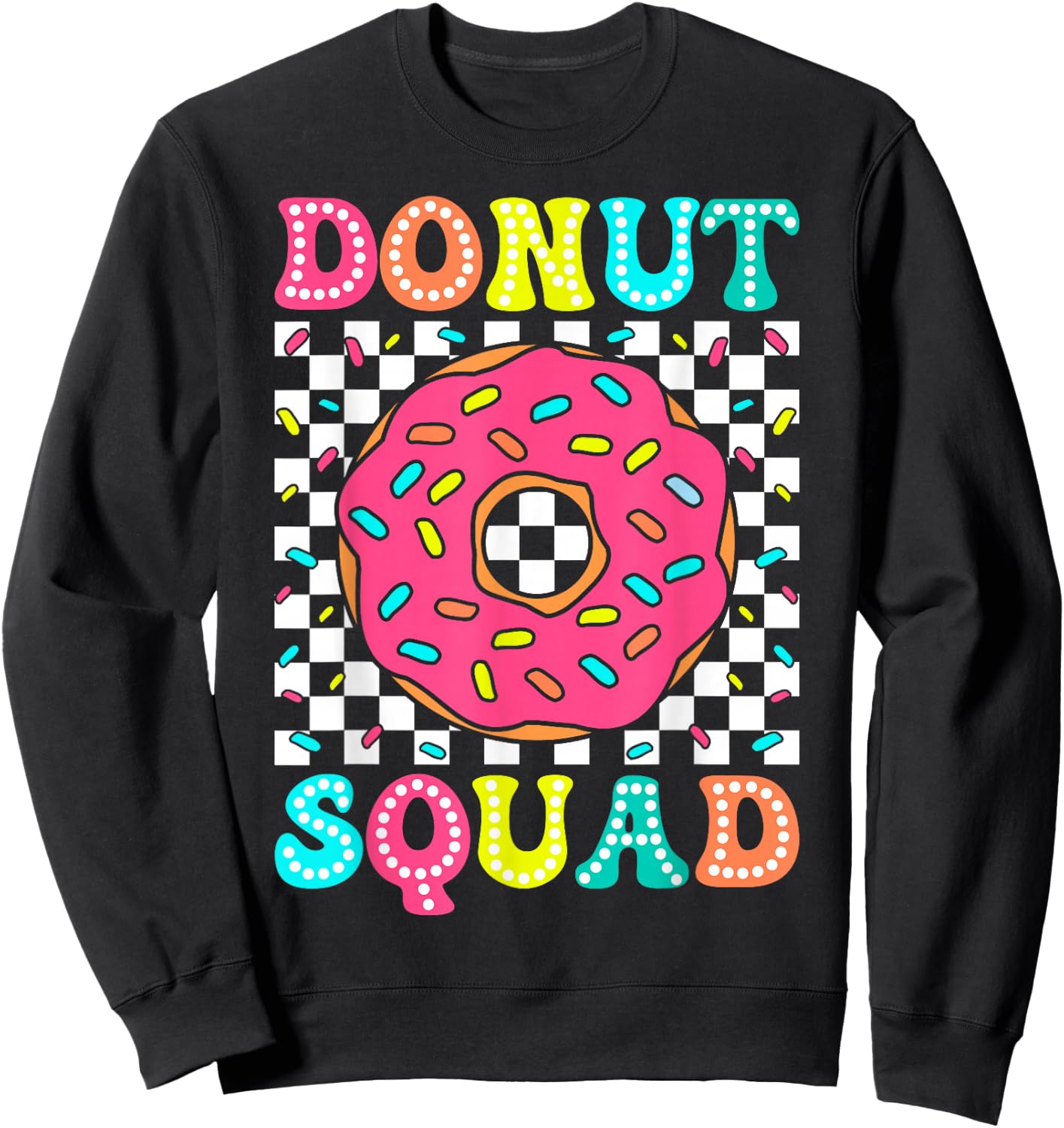 Donut Squad Groovy Donut Lover Birthday Party Girls Sweatshirt - Sweatshirt | Black
