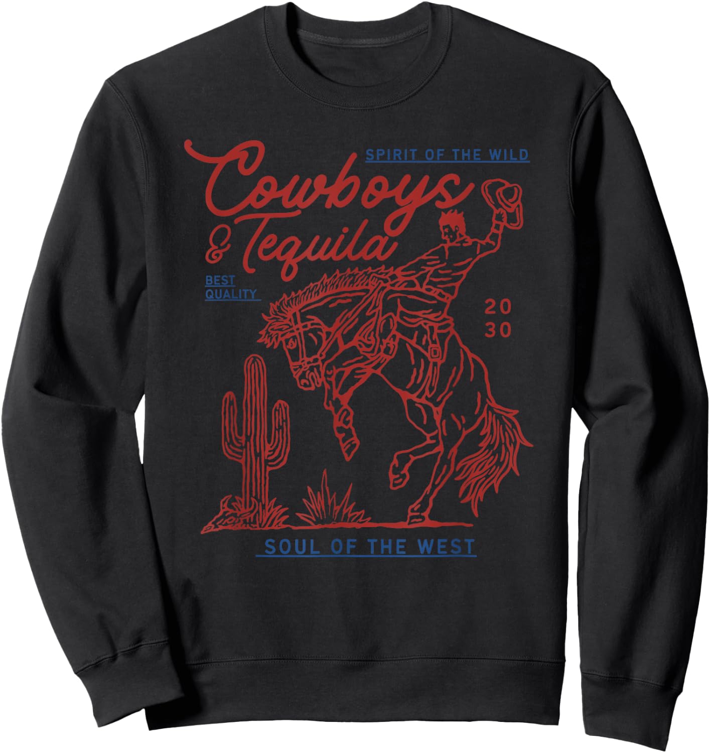 Texas Cowboys And Tequila Vintage Country Rodeo Sweatshirt - Sweatshirt | Black