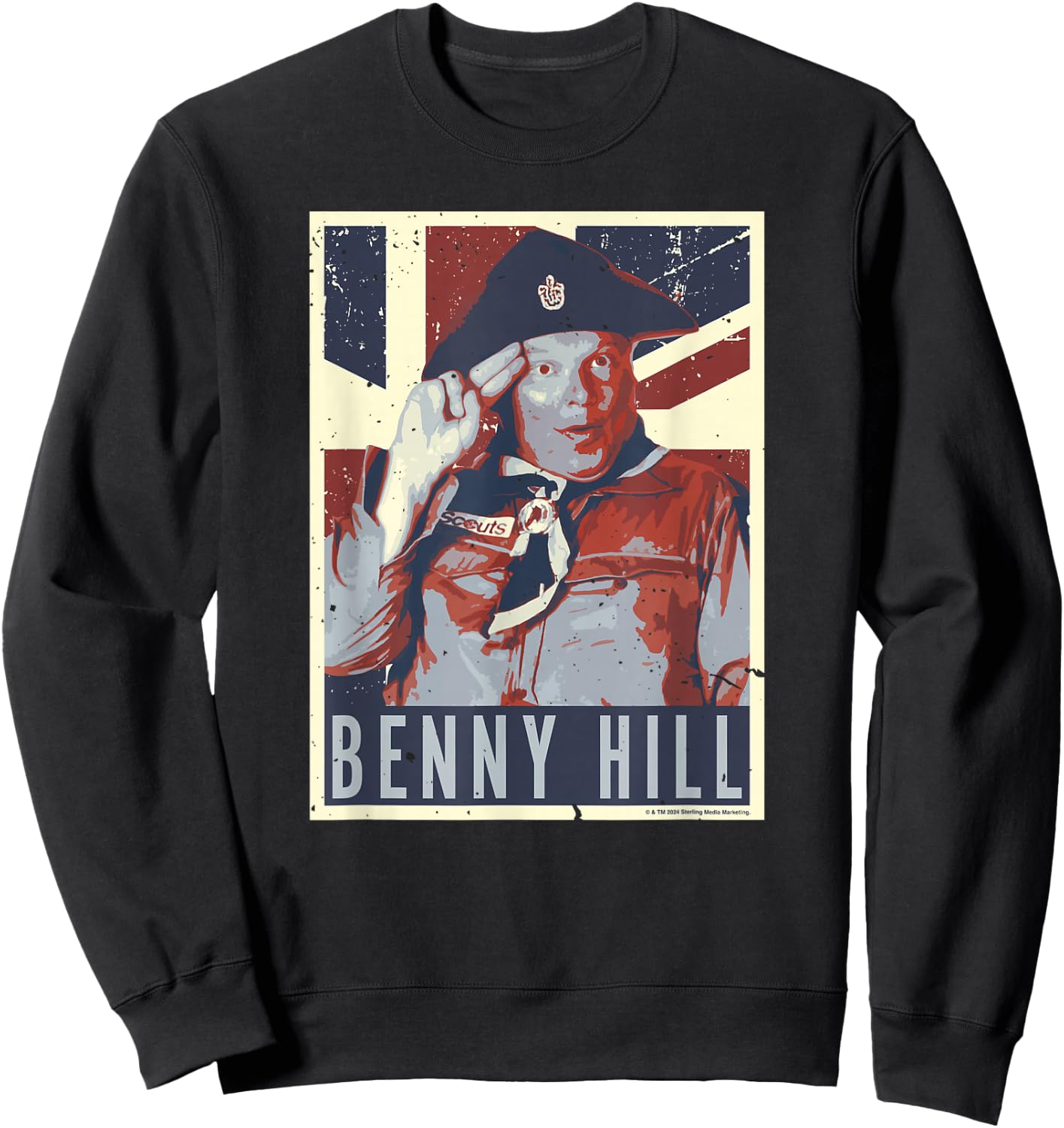 Benny Hill Cub Scout Salute Union Jack Flag Art Sweatshirt - Sweatshirt | Black