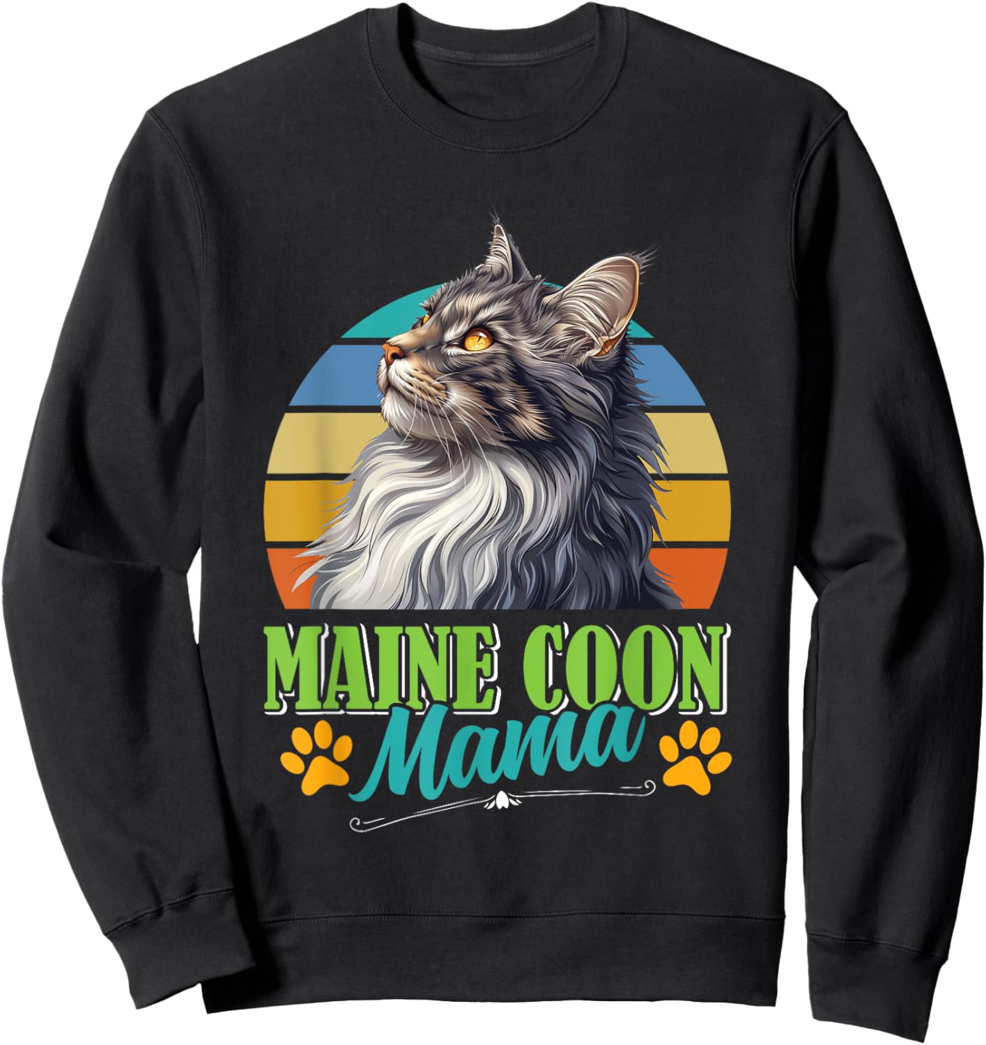 MAINE COON MAMA Maine Coon Mummy Cat Mummy Vintage Women Sweatshirt - Sweatshirt | Black