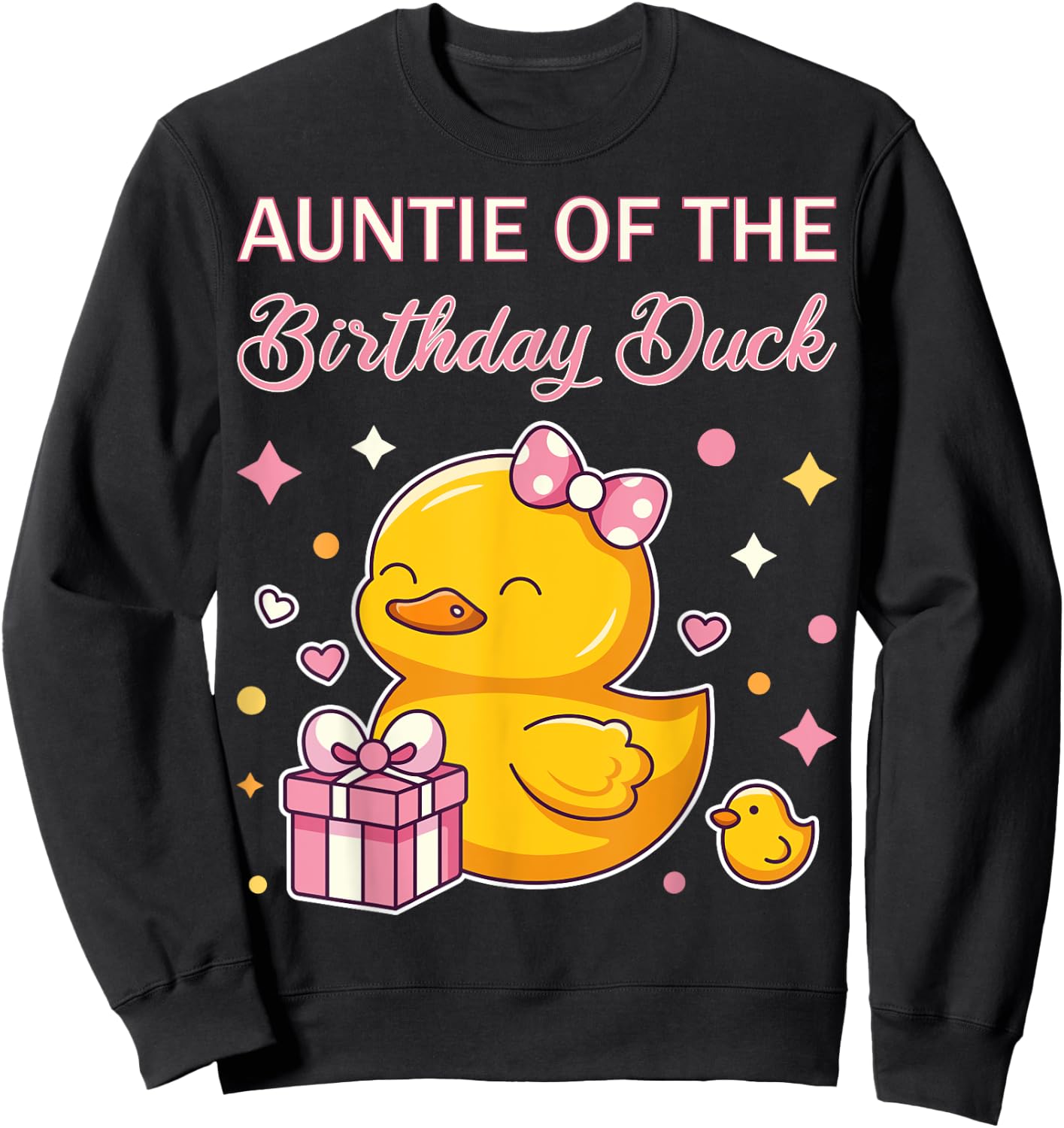 Auntie of the Birthday Duck Christmas Anime Party Outfit Sweatshirt - Sweatshirt | Black