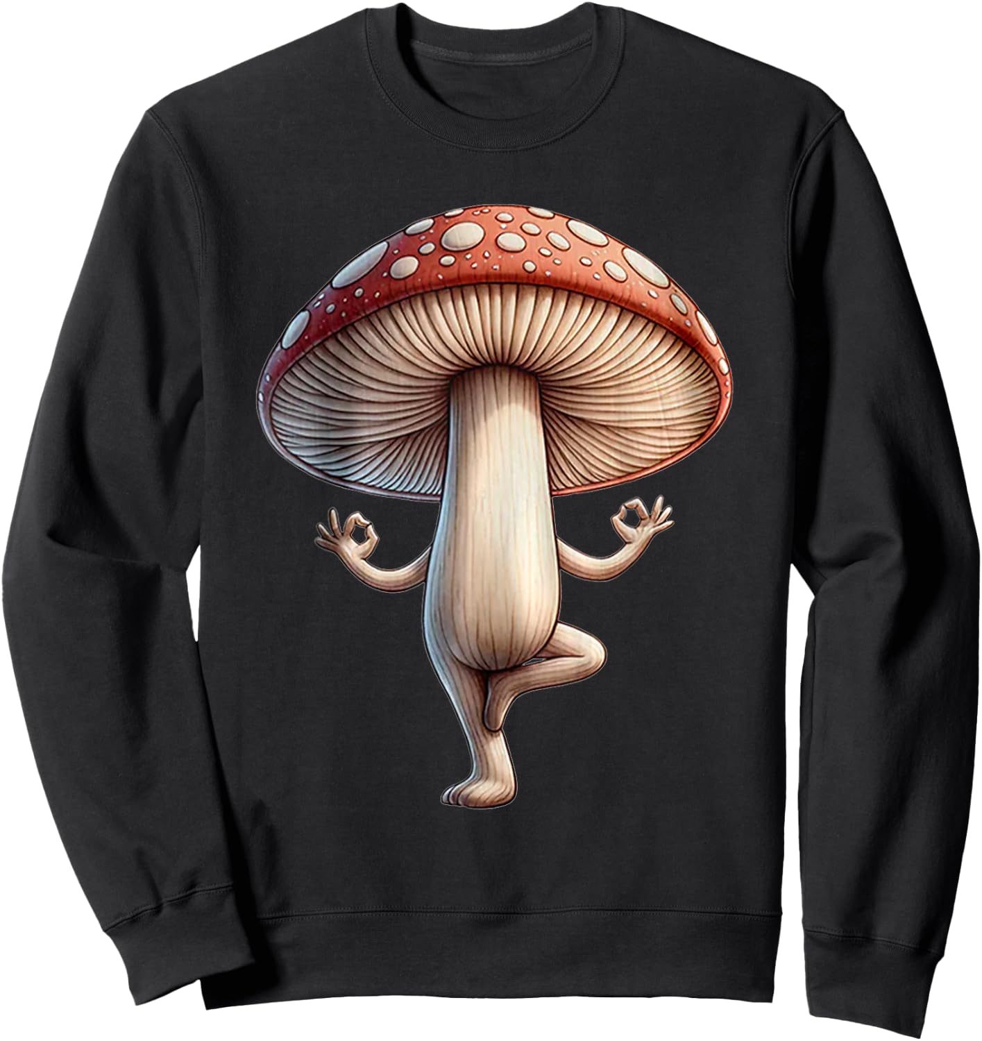 Funny Yoga Mushroom Sweatshirt - Sweatshirt | Black