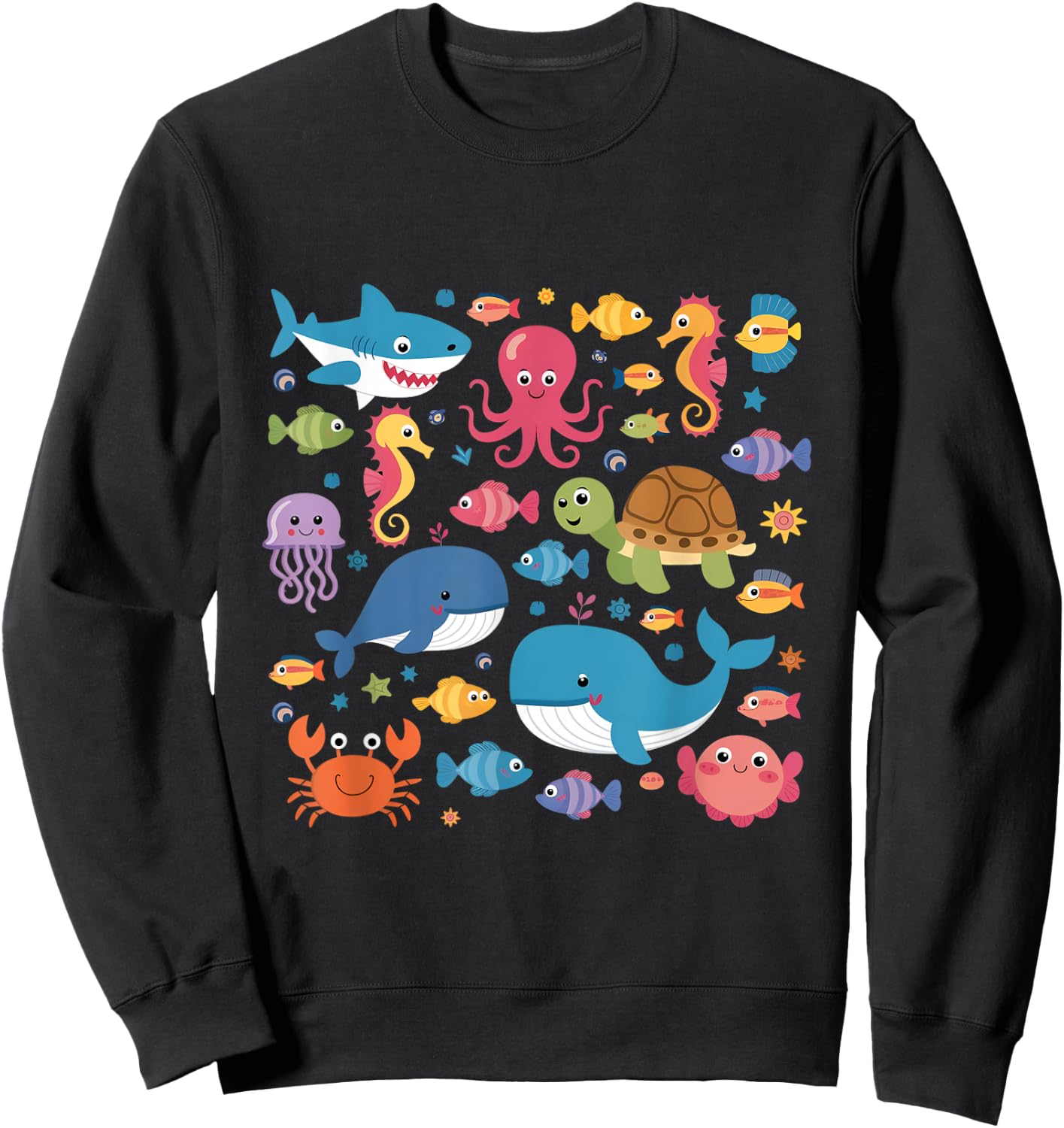 Cute Sea Animals Kids Children Ocean Creatures Clownfish Sweatshirt - Sweatshirt | Black