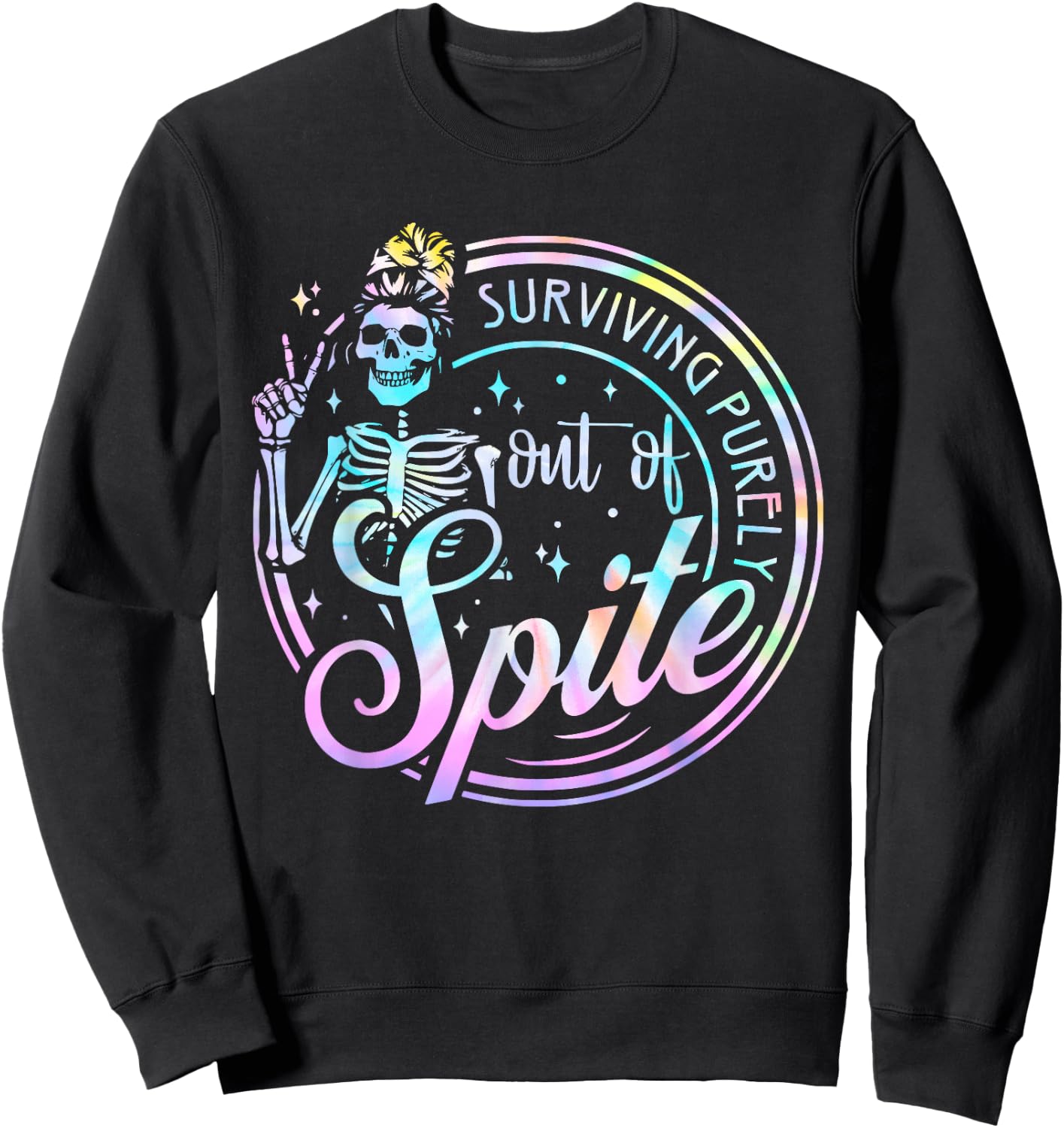 Tie Dye Skull Women Sweatshirt - Sweatshirt | Black