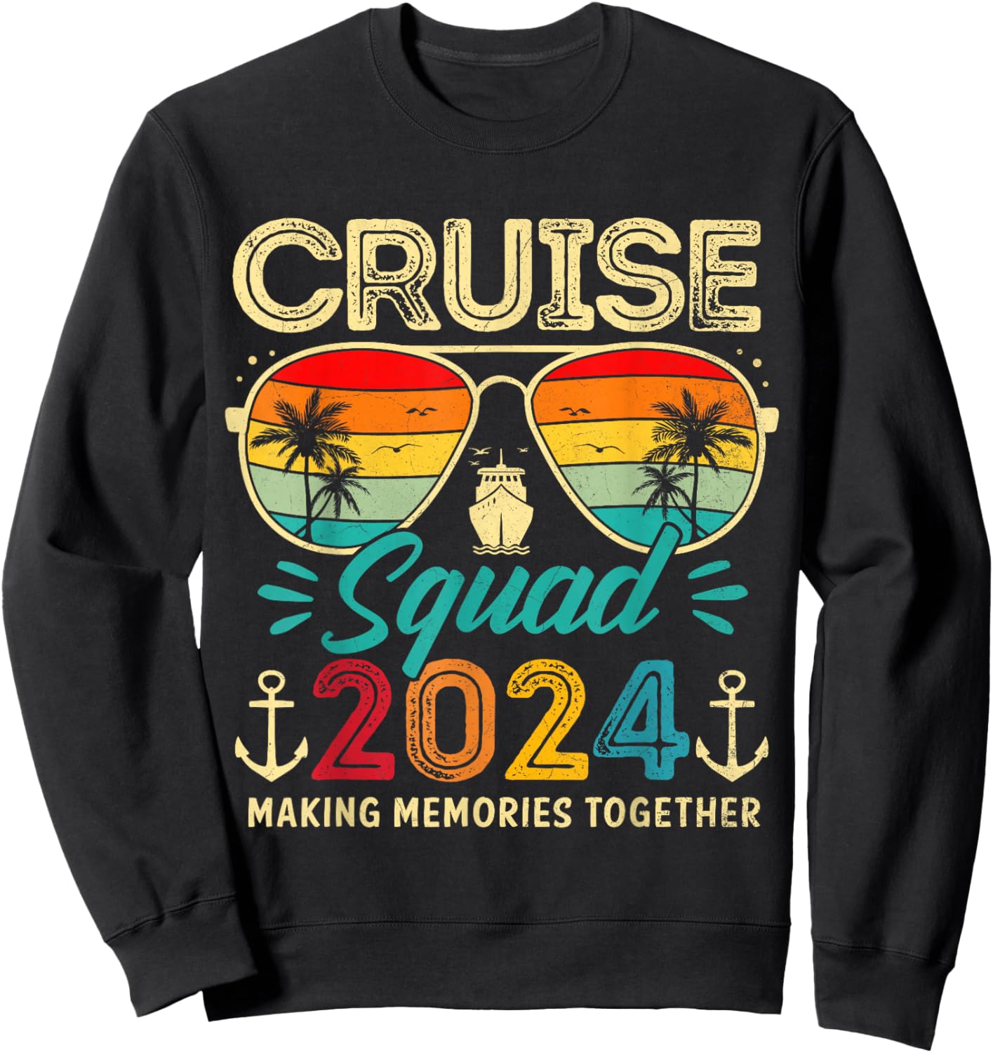 Cruise Squad 2024 Family Group Matching Summer Vacation Women Girls Kids Sweatshirt - Sweatshirt | Black