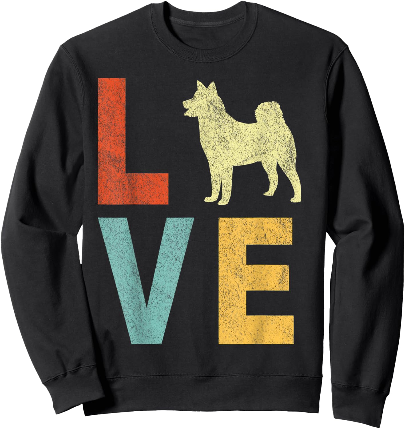 Love Huskies Husky Mom Husky Dad Retro Vintage Husky Dog Sweatshirt - Sweatshirt | Black