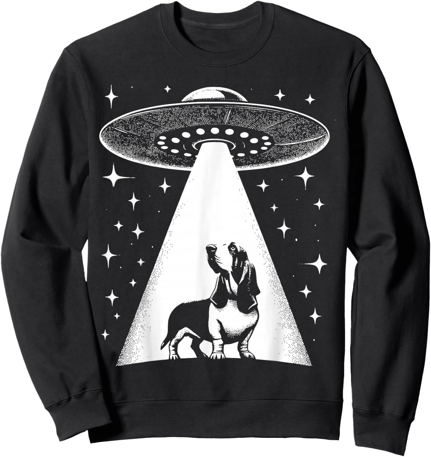 Basset Hound Mom Dad Dog - Funny Alien UFO Sweatshirt - Sweatshirt | Black