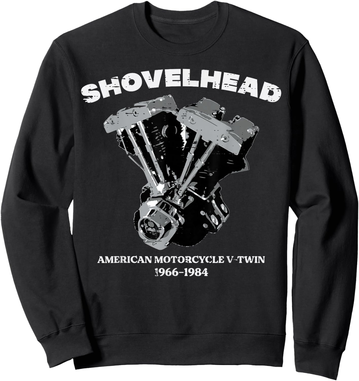 Biker Shovelhead Motorcycle Engine Vintage Men Women Kids Sweatshirt - Sweatshirt | Black