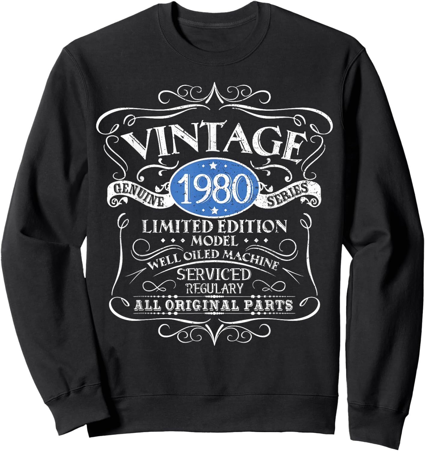 Vintage 1980 45th Birthday All Original Parts Design Sweatshirt - Sweatshirt | Black