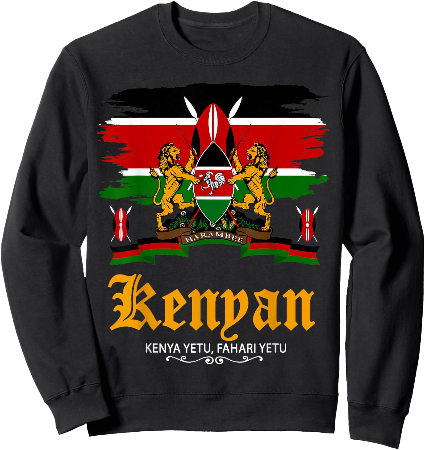 Kenyan Flag Outfit Idea For Kids & Kenya Flag Themed Sweatshirt - Sweatshirt | Black