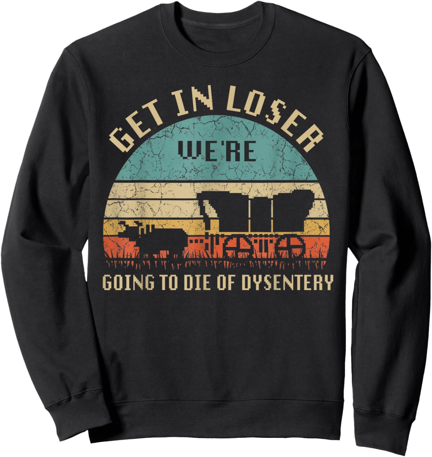 Get In Loser We're Going To Die Of Dysentery Vintage Sweatshirt - Sweatshirt | Black